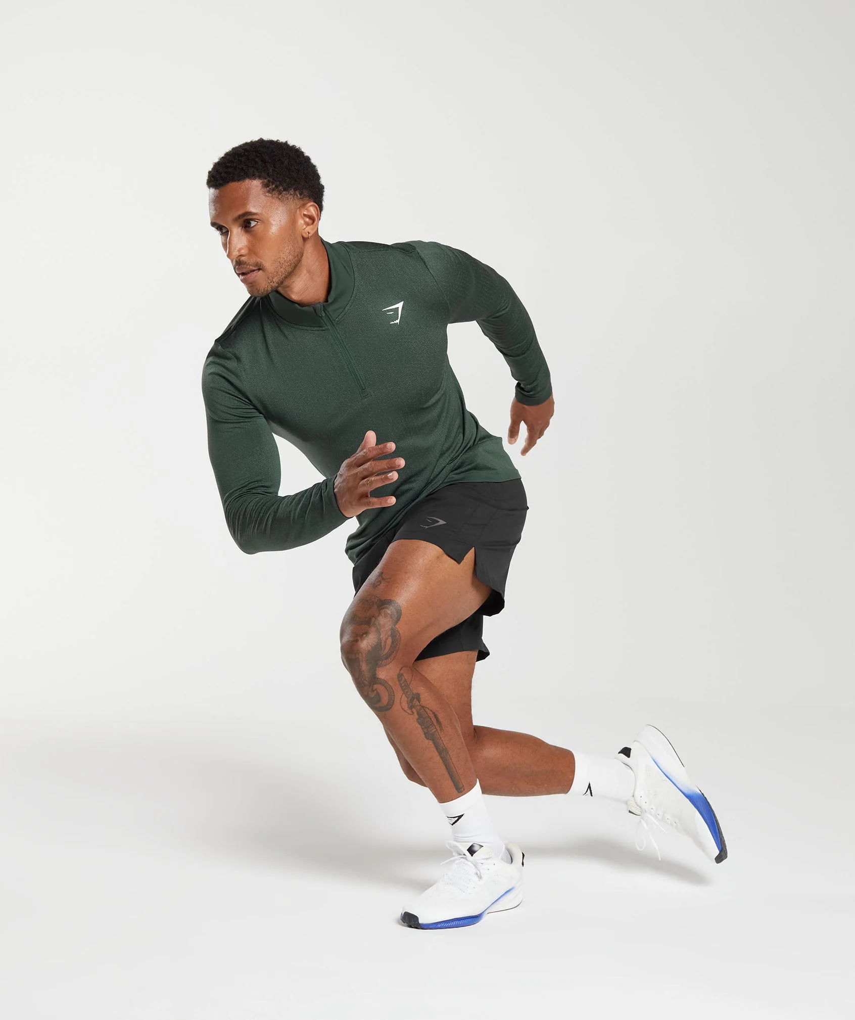 Gymshark Sport Seamless 1/4 Zip - Fog Green/Black - Image 4