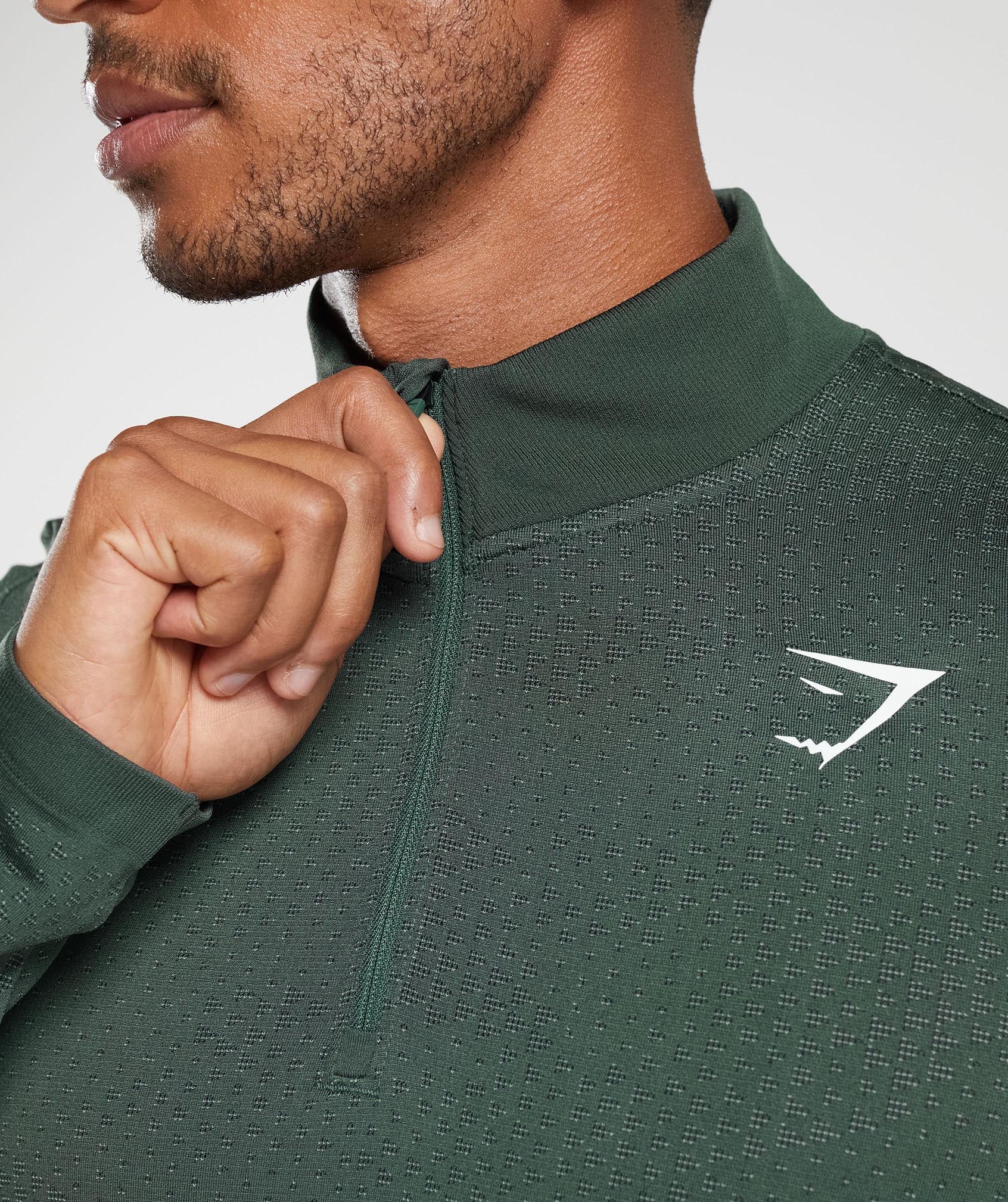 Gymshark Sport Seamless 1/4 Zip - Fog Green/Black - Image 6