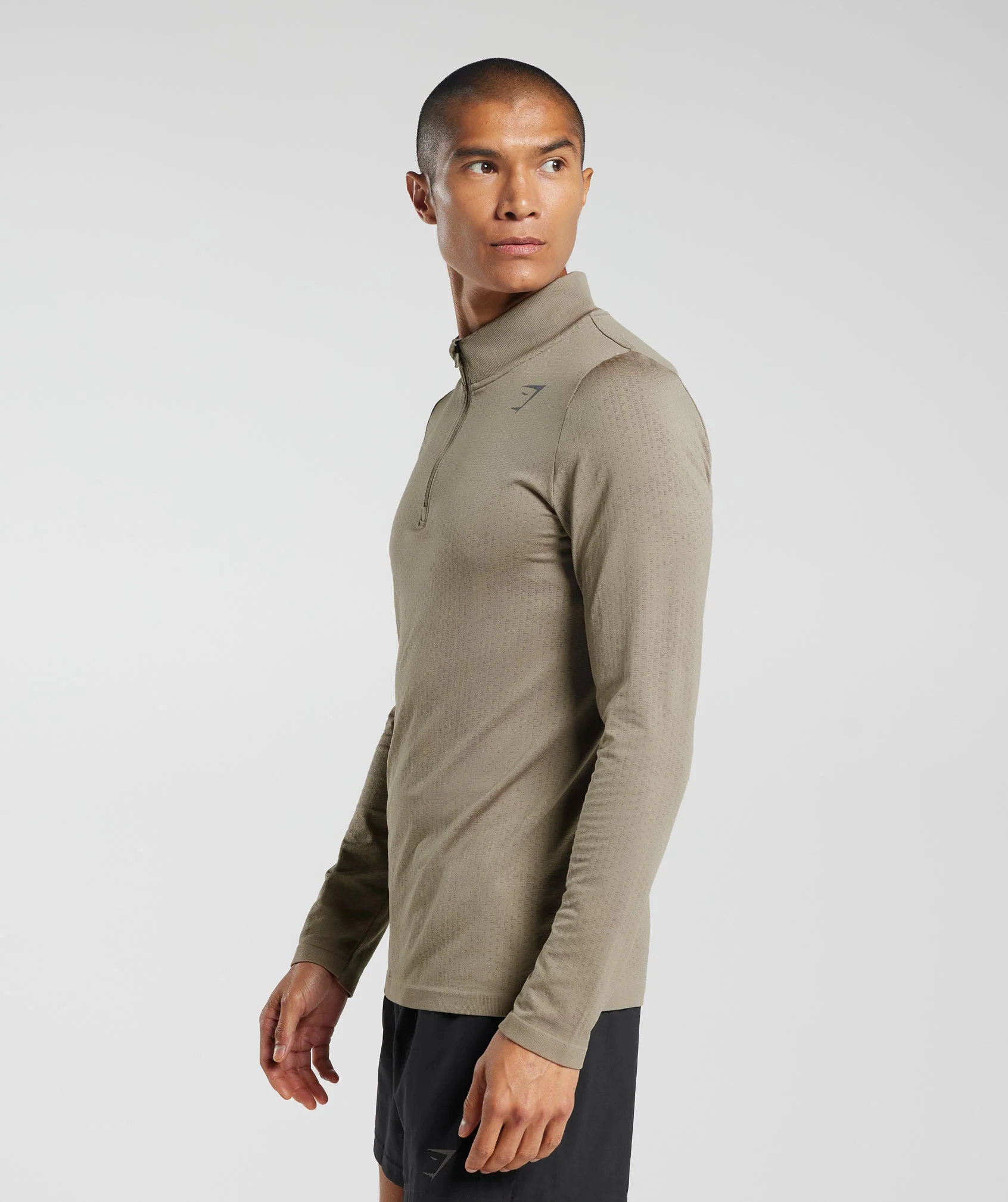 Gymshark Sport Seamless 1/4 Zip - Linen Brown/Camo Brown - Image 3