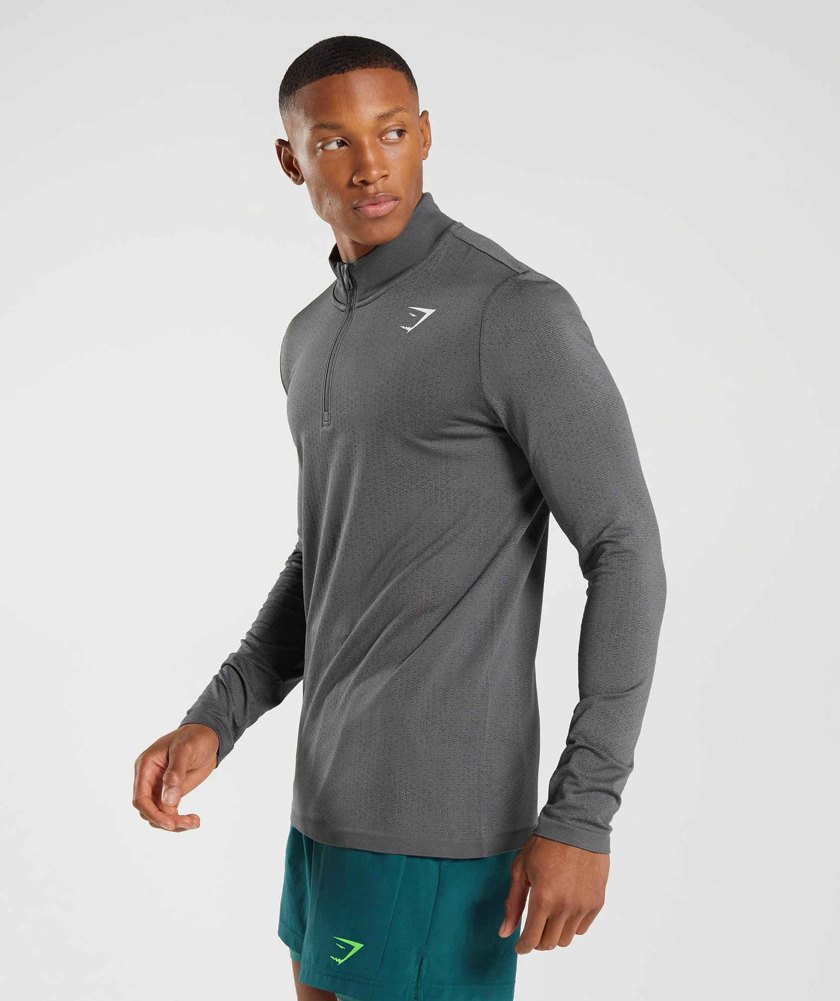 Gymshark Sport Seamless 1/4 Zip - Silhouette Grey/Black - Image 3