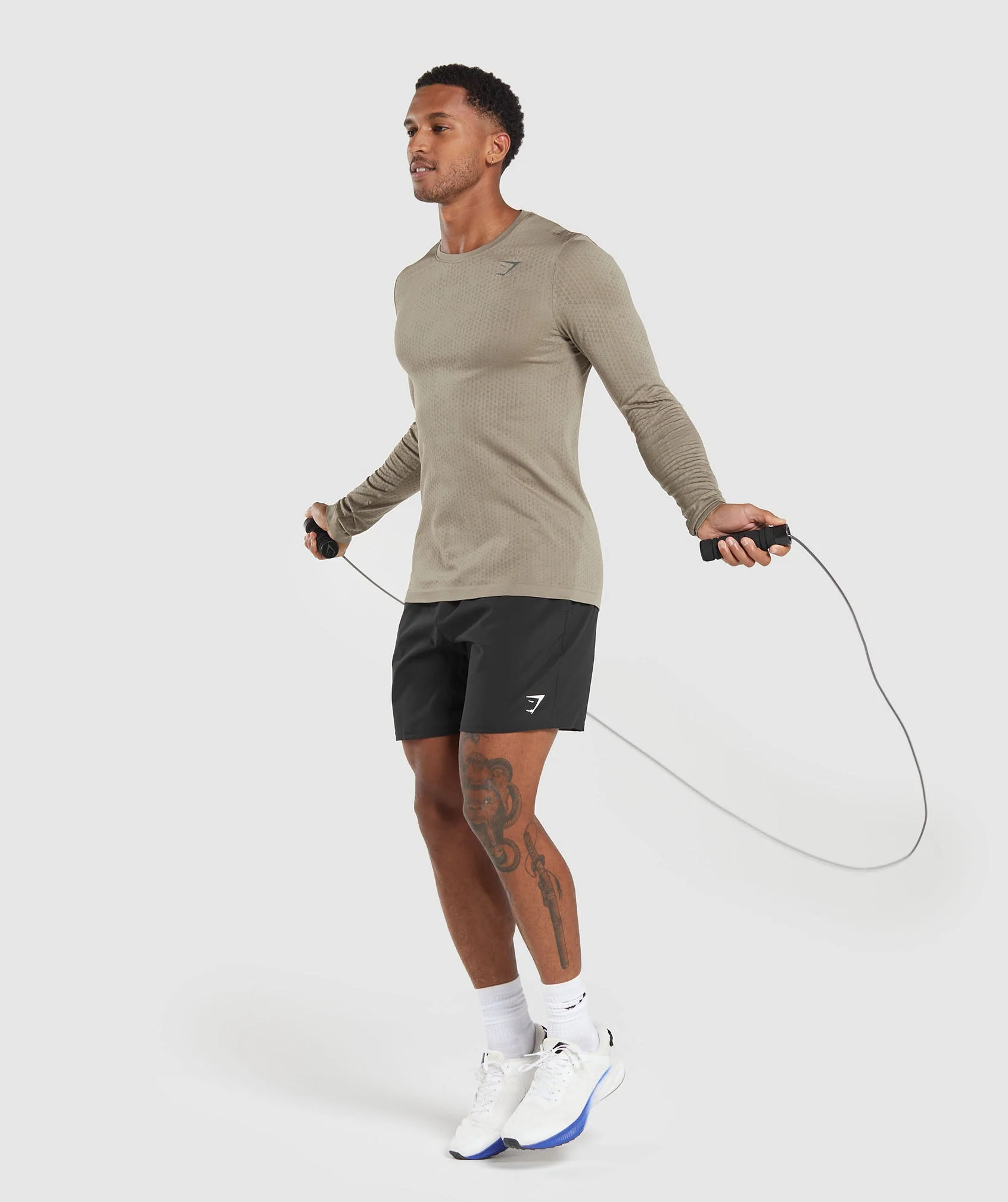 Gymshark Sport Seamless Long Sleeve T-Shirt - Linen Brown/Camo Brown - Image 4
