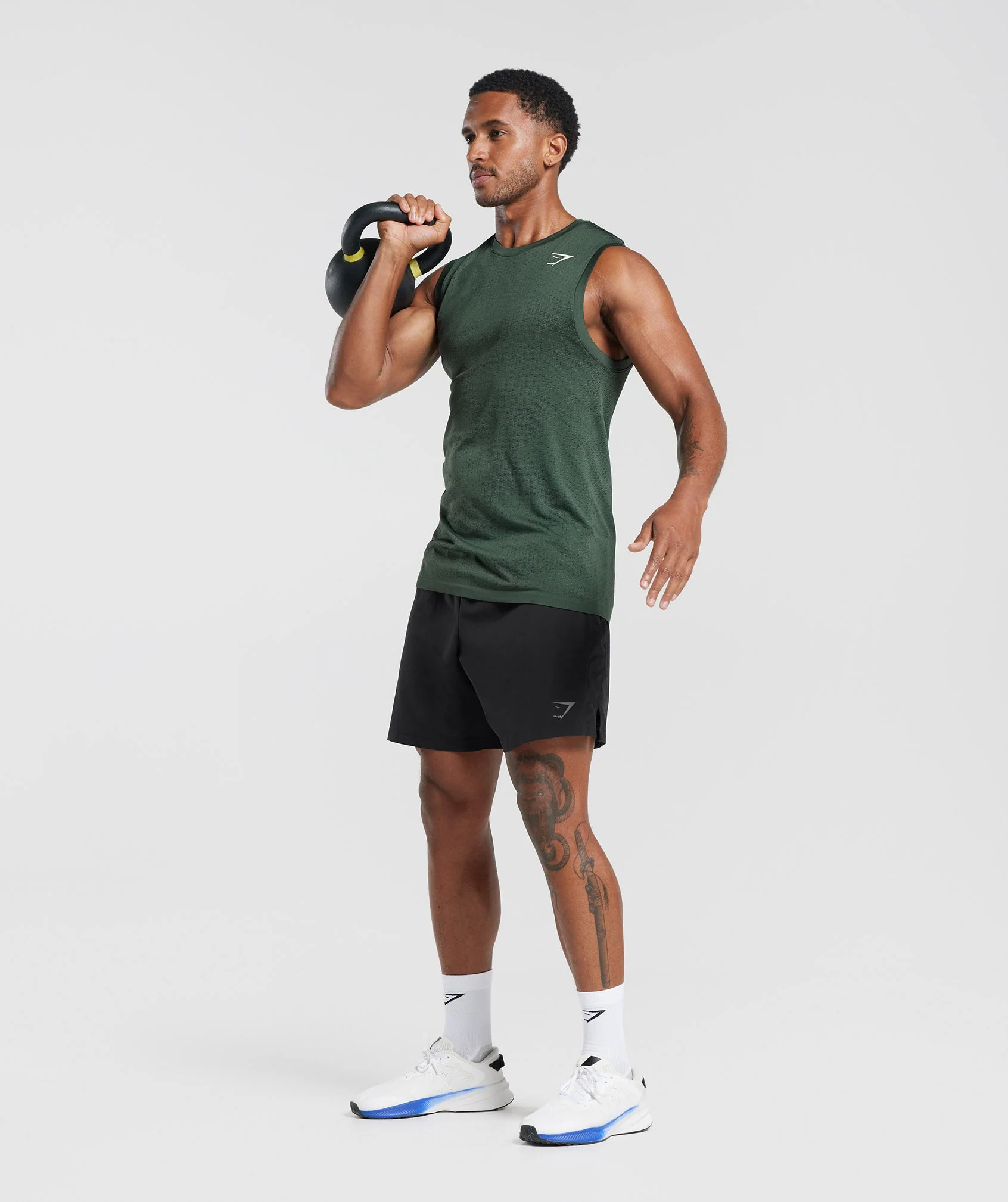 Gymshark Sport Seamless Tank - Fog Green/Black - Image 4