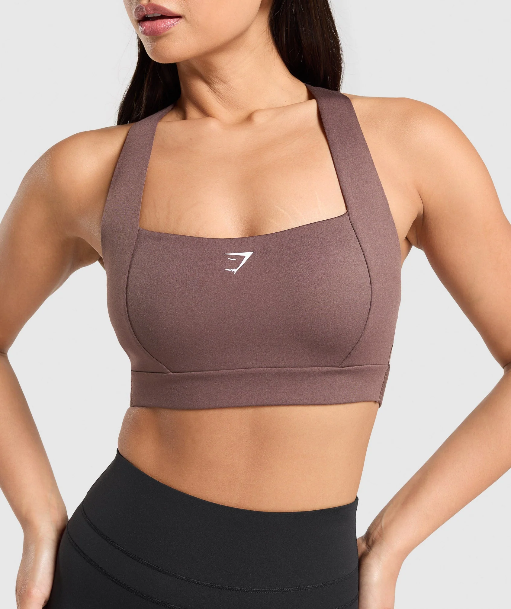 Gymshark Square Neck Sports Bra - Soft Brown - Image 4