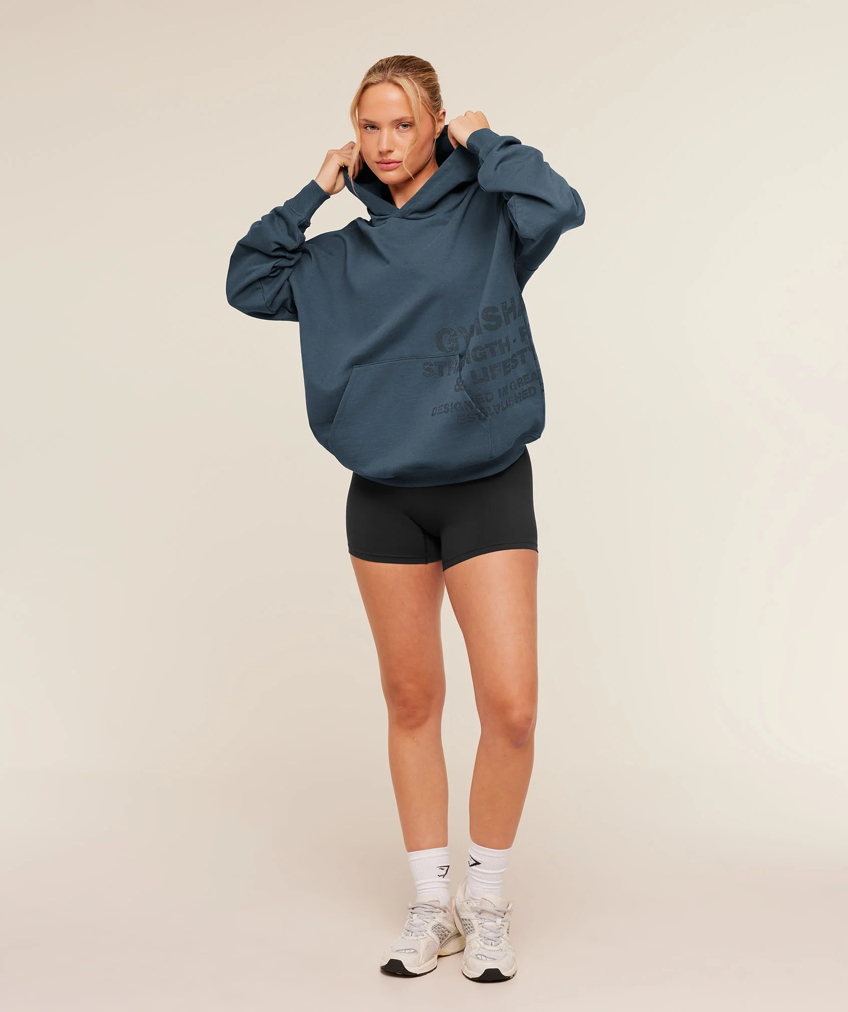 Gymshark Stacked Graphic Hoodie - Stealth Blue - Image 4