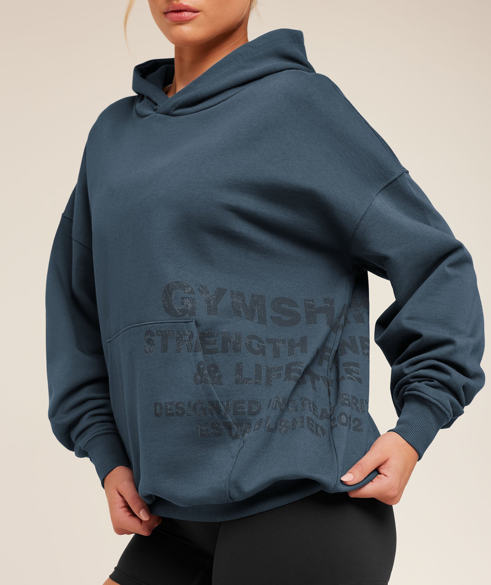Gymshark Stacked Graphic Hoodie - Stealth Blue - Image 5