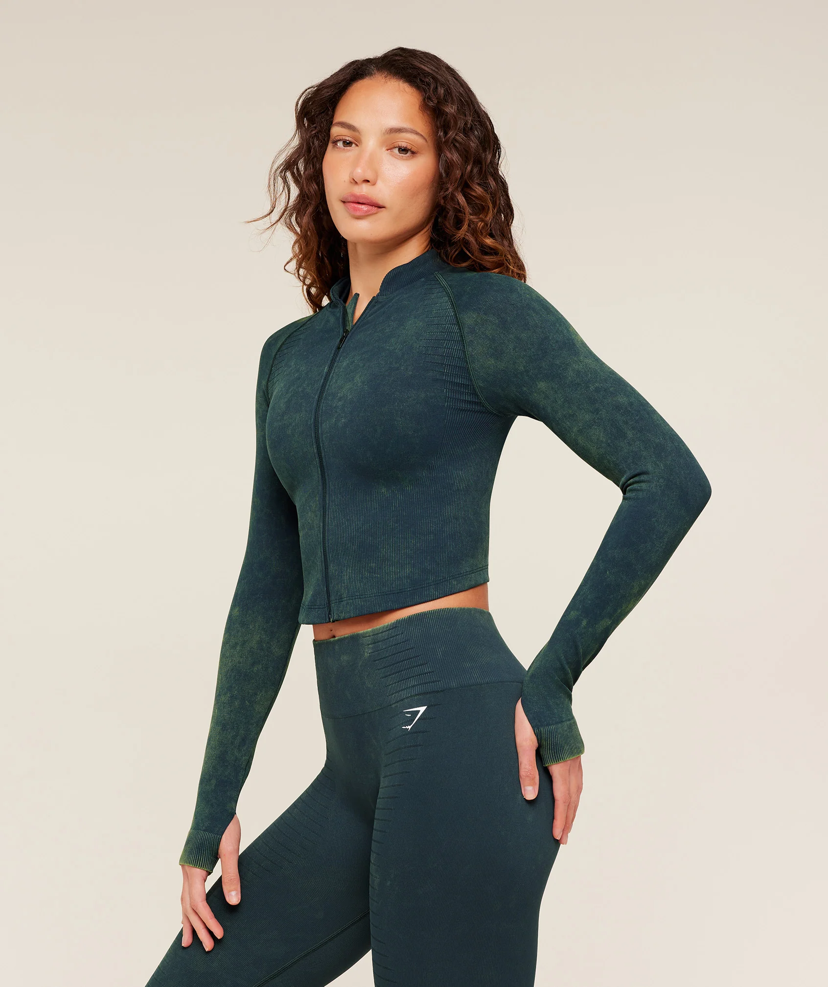 Gymshark Steel Seamless Zip Up Top - Deep Petrol Blue - Image 3