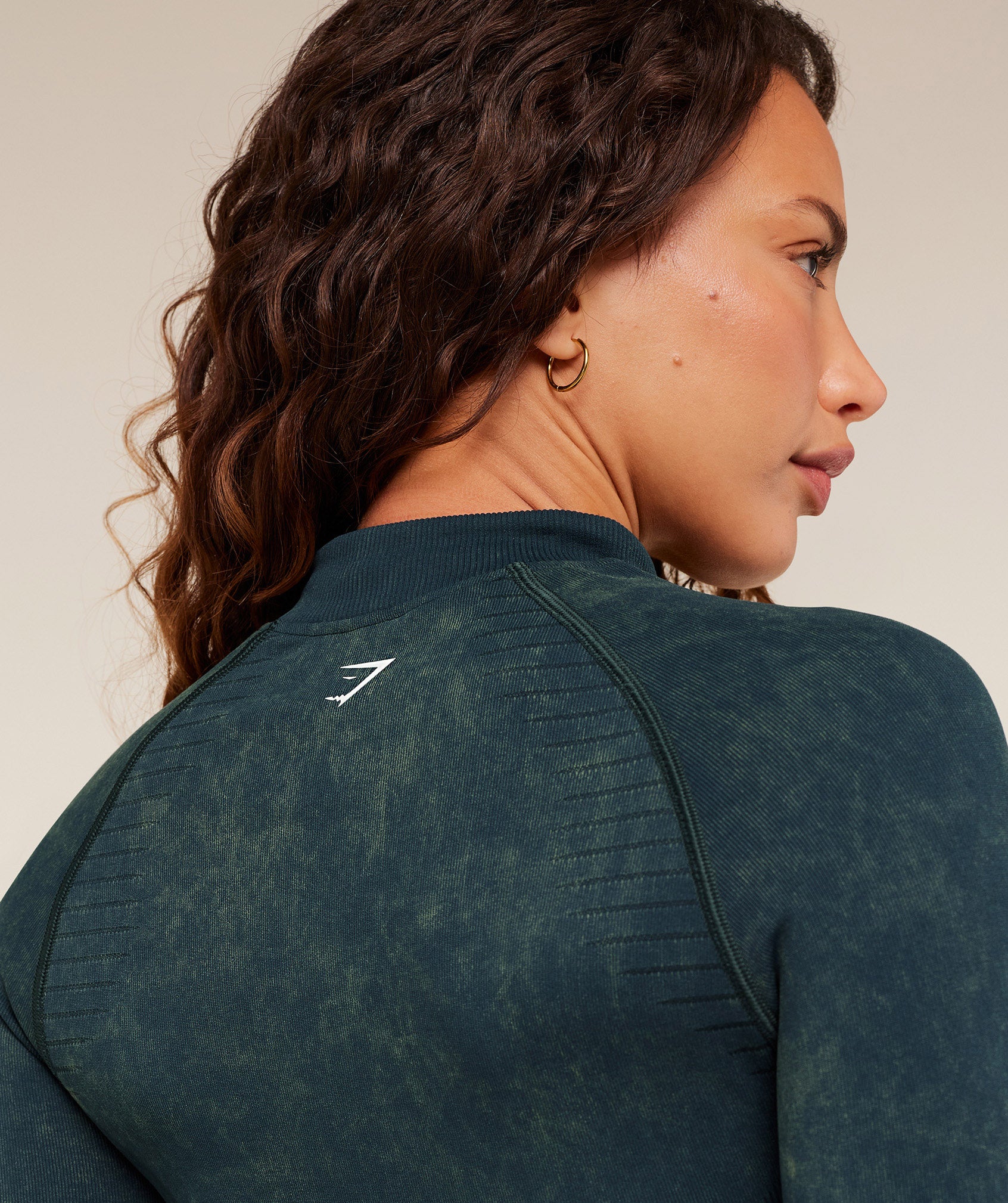 Gymshark Steel Seamless Zip Up Top - Deep Petrol Blue - Image 5