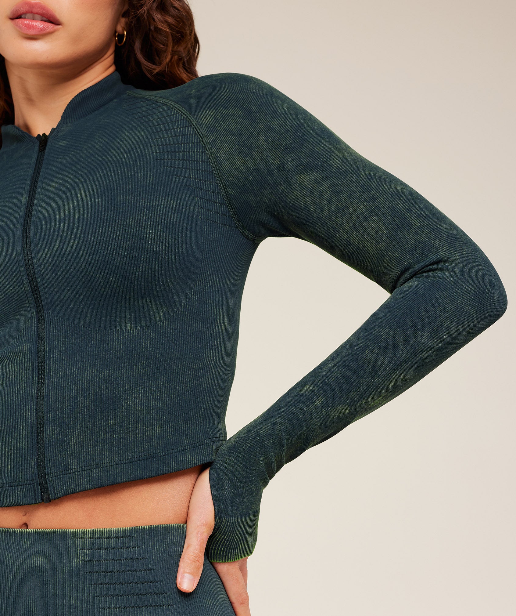 Gymshark Steel Seamless Zip Up Top - Deep Petrol Blue - Image 6