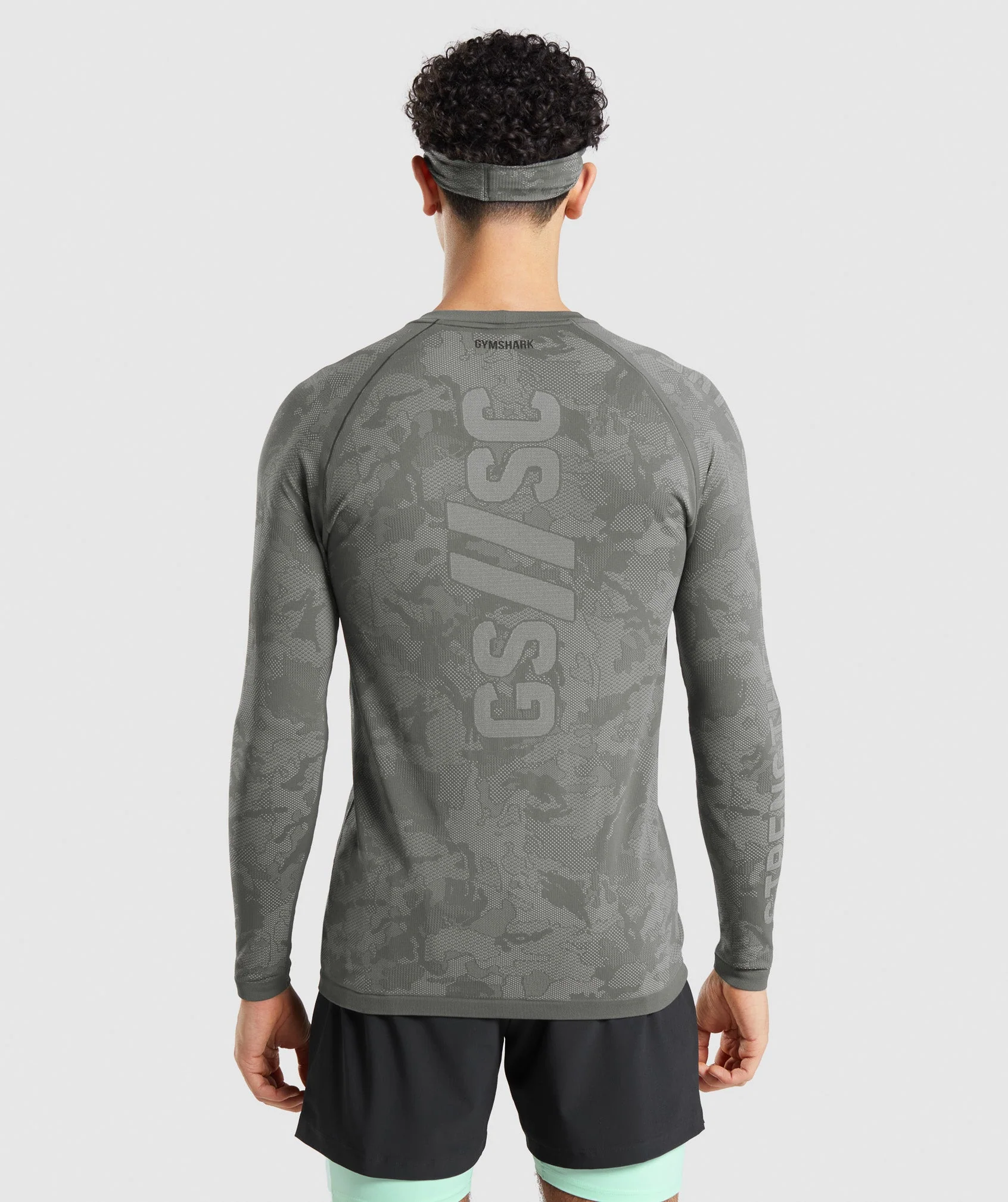 Gymshark //Steve Cook Long Sleeve Seamless T-Shirt - Charcoal Grey/Smokey Grey - Image 2