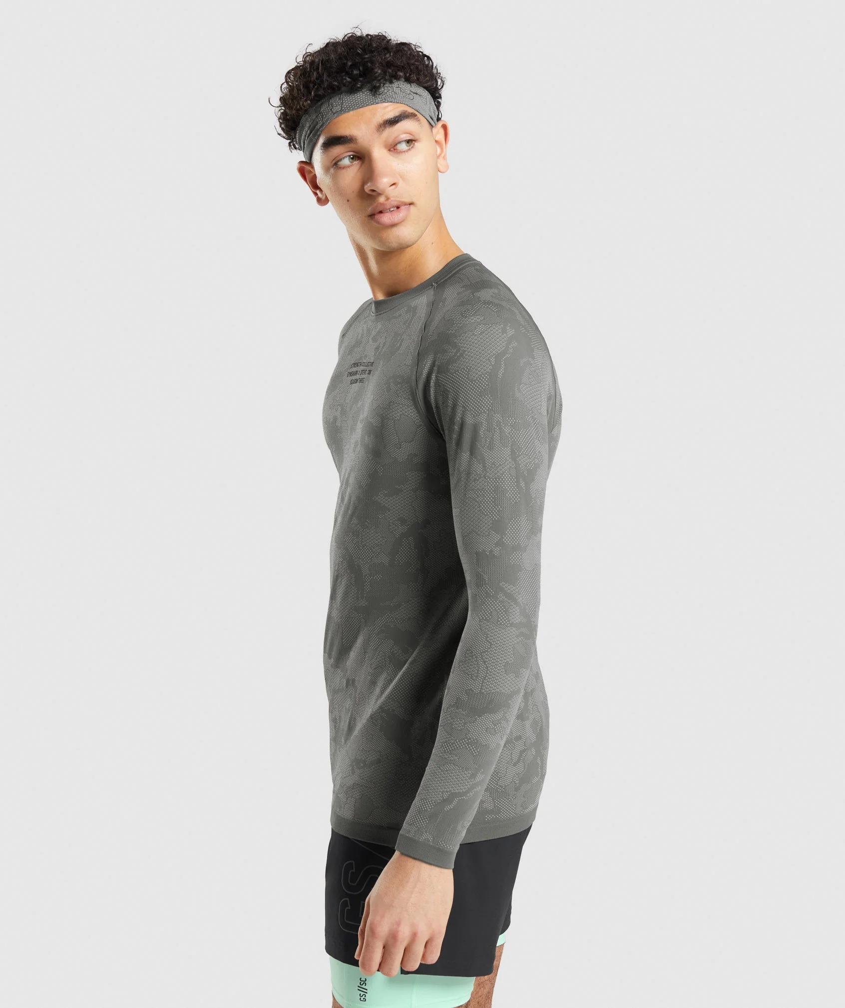 Gymshark //Steve Cook Long Sleeve Seamless T-Shirt - Charcoal Grey/Smokey Grey - Image 3