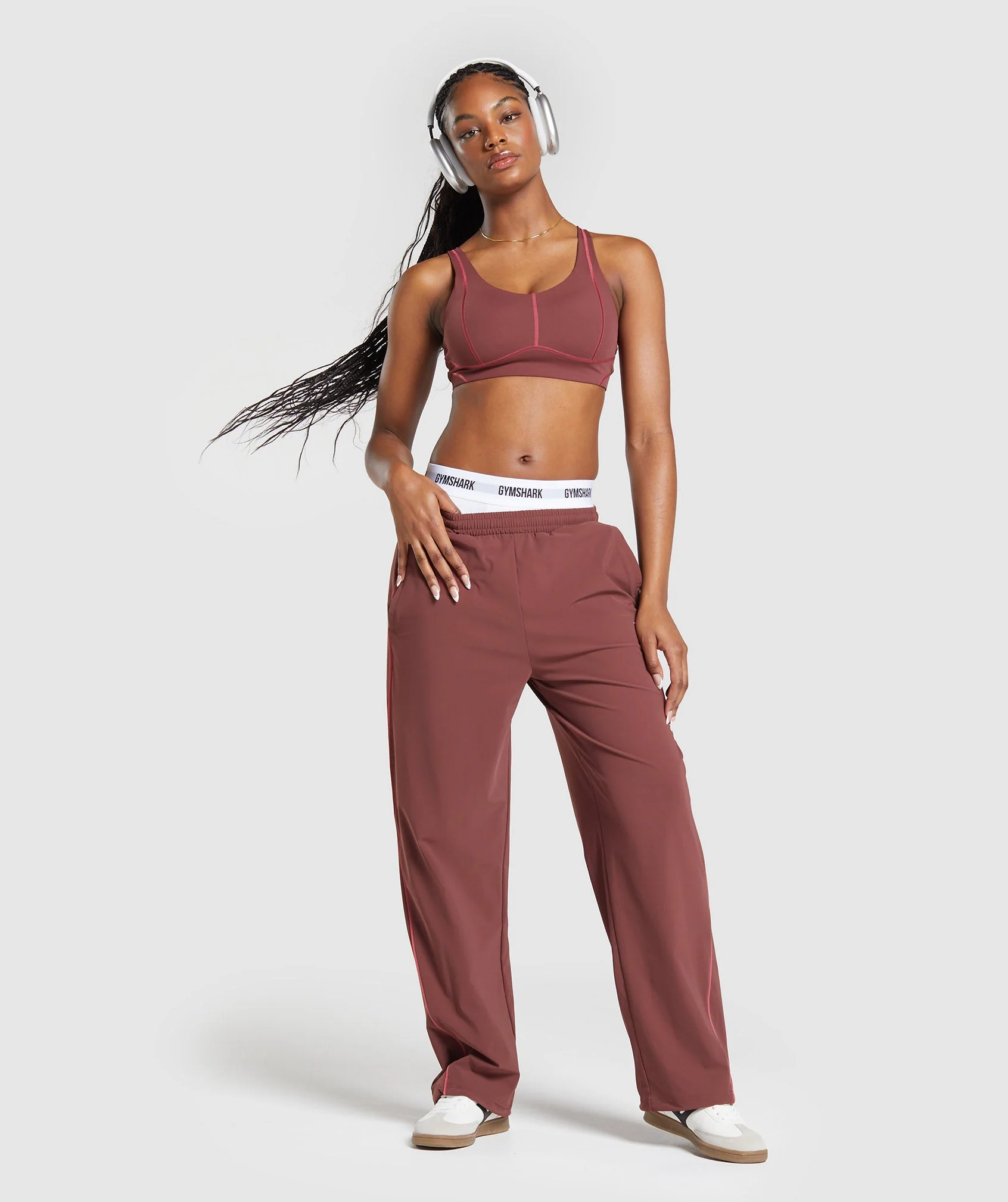 Gymshark Stitch Feature Woven Pants - Burgundy Brown - Image 4