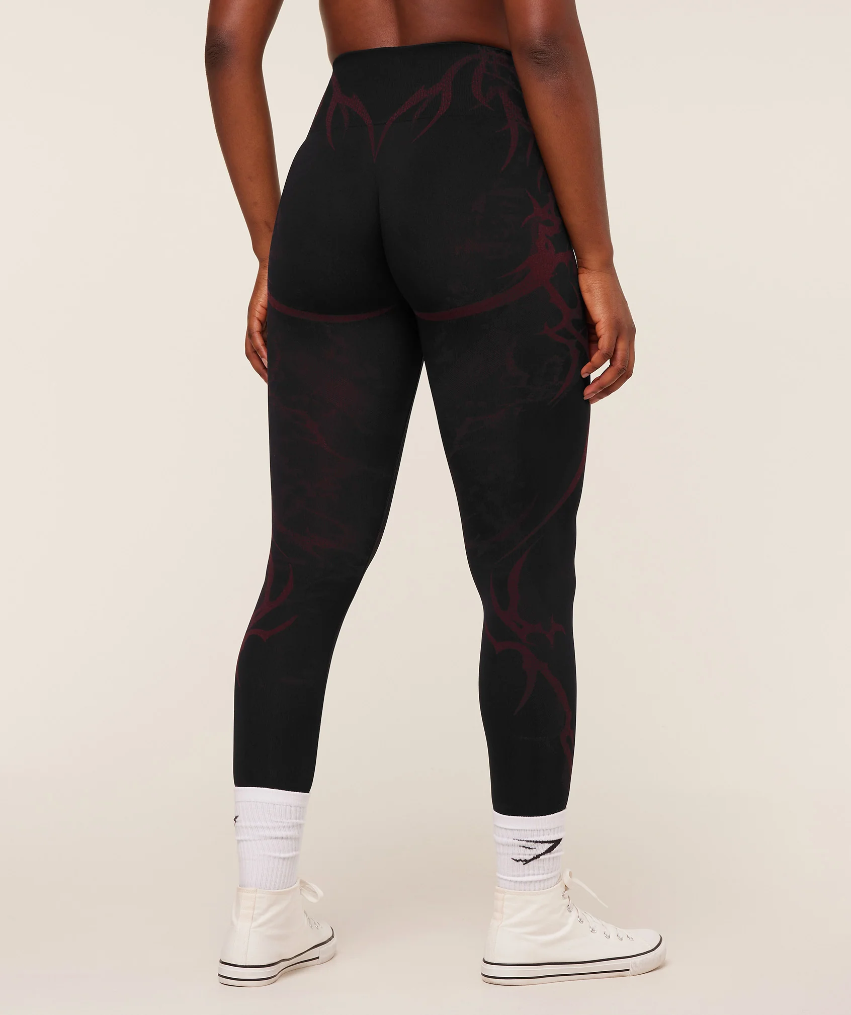Gymshark Storm Seamless Leggings - Black/Rich Maroon - Image 2