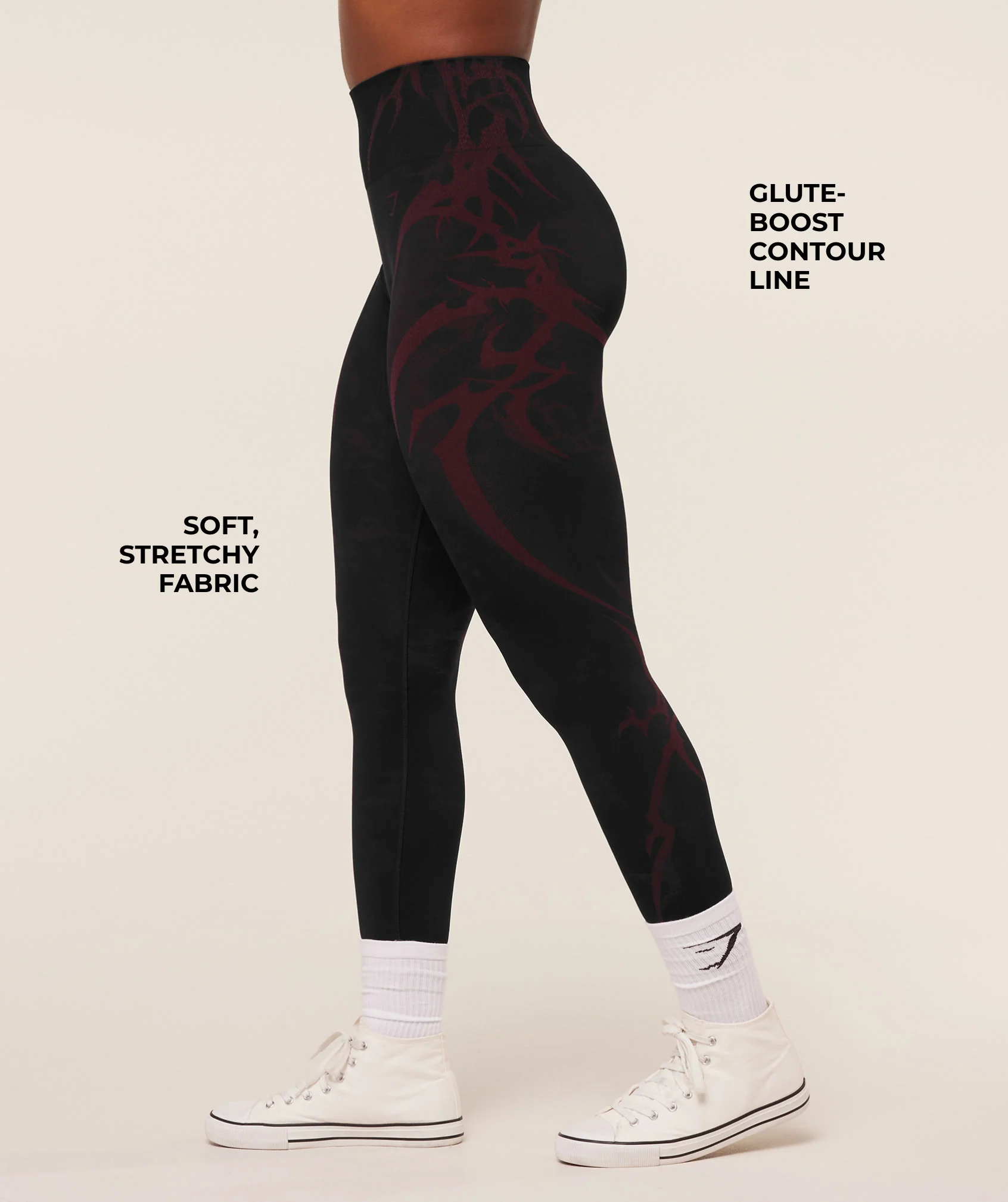 Gymshark Storm Seamless Leggings - Black/Rich Maroon - Image 3
