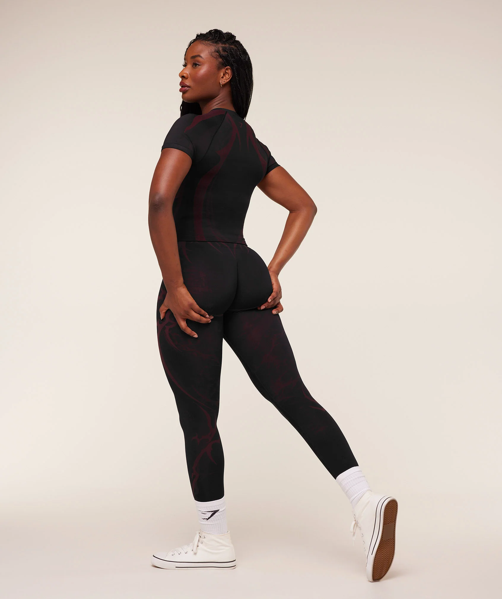 Gymshark Storm Seamless Leggings - Black/Rich Maroon - Image 4
