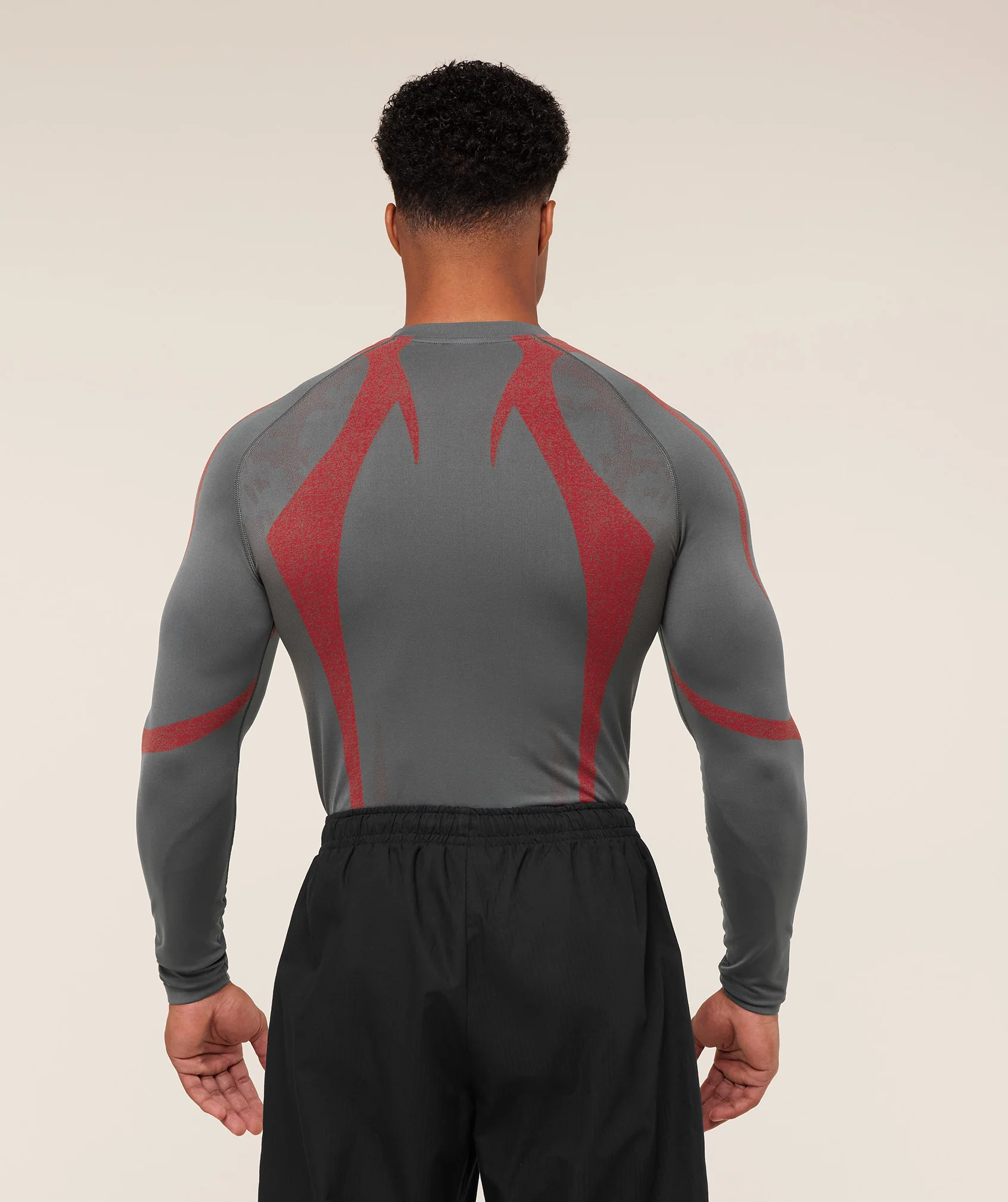 Gymshark Storm Seamless Long Sleeve T-Shirt - GS Dark Grey/GS Zesty Red - Image 2