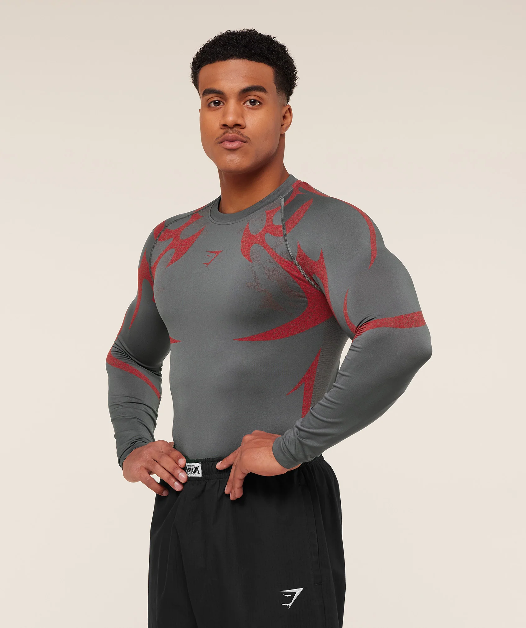 Gymshark Storm Seamless Long Sleeve T-Shirt - GS Dark Grey/GS Zesty Red - Image 3