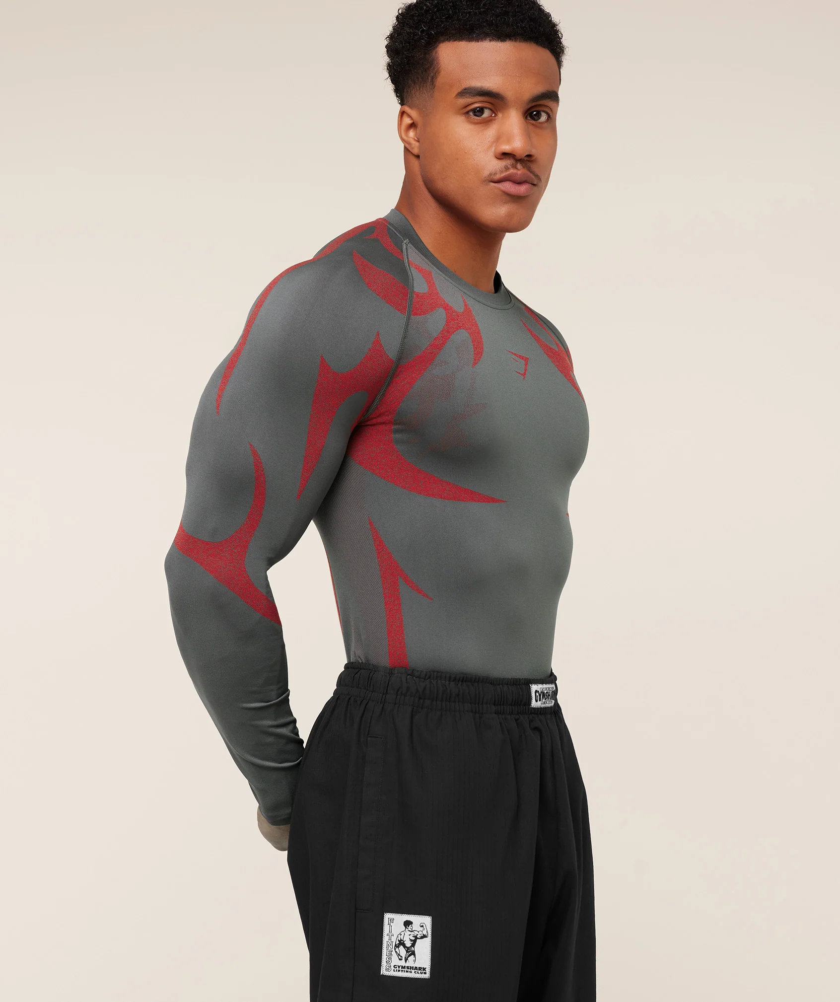 Gymshark Storm Seamless Long Sleeve T-Shirt - GS Dark Grey/GS Zesty Red - Image 4