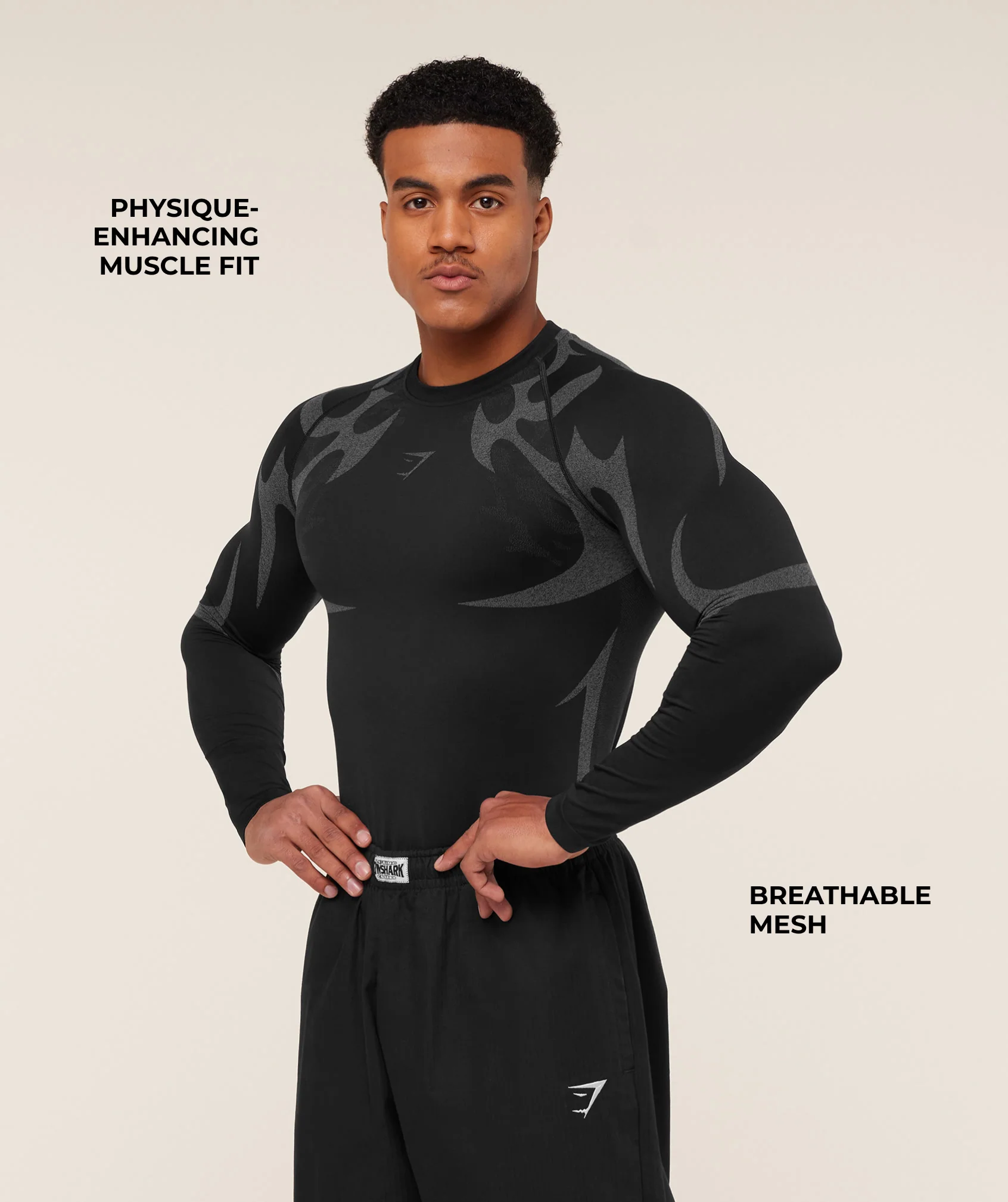 Gymshark Storm Seamless Long Sleeve T-Shirt - Black/Pitch Grey - Image 3