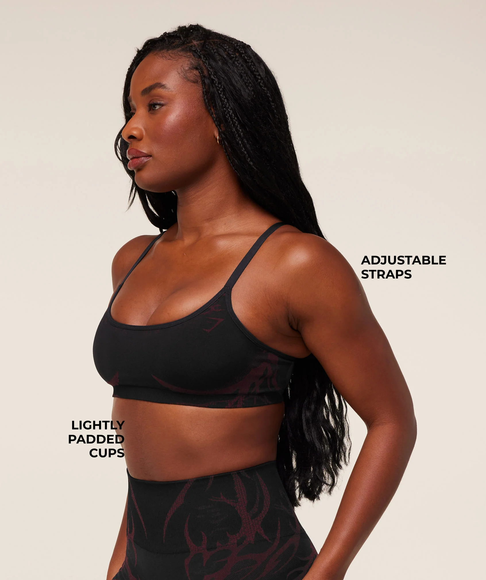 Gymshark Storm Seamless Sports Bra - Black/Rich Maroon - Image 3