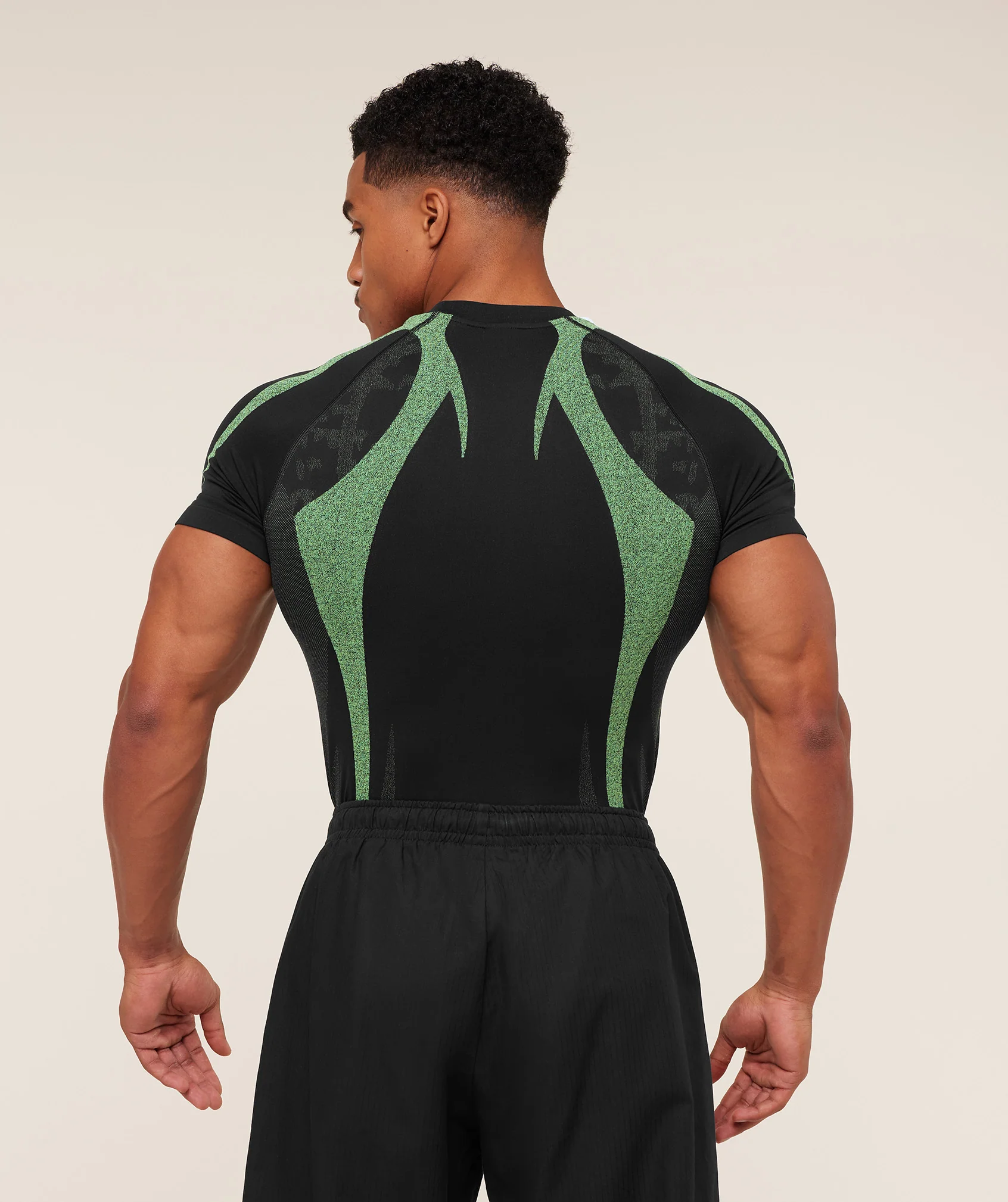 Gymshark Storm Seamless T-Shirt - Black/Active Green - Image 2