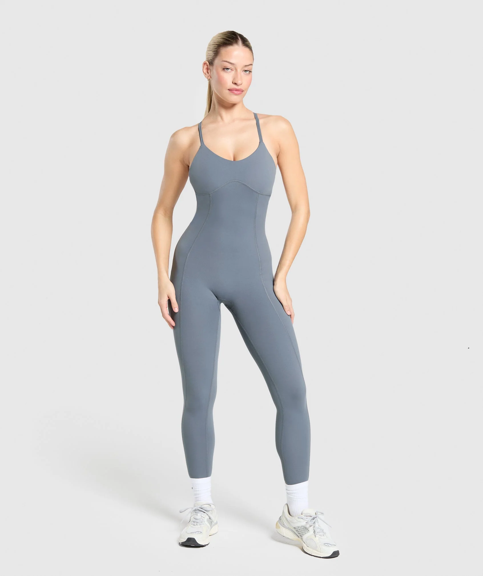 Gymshark Strappy All in One Full Length - Iron Blue