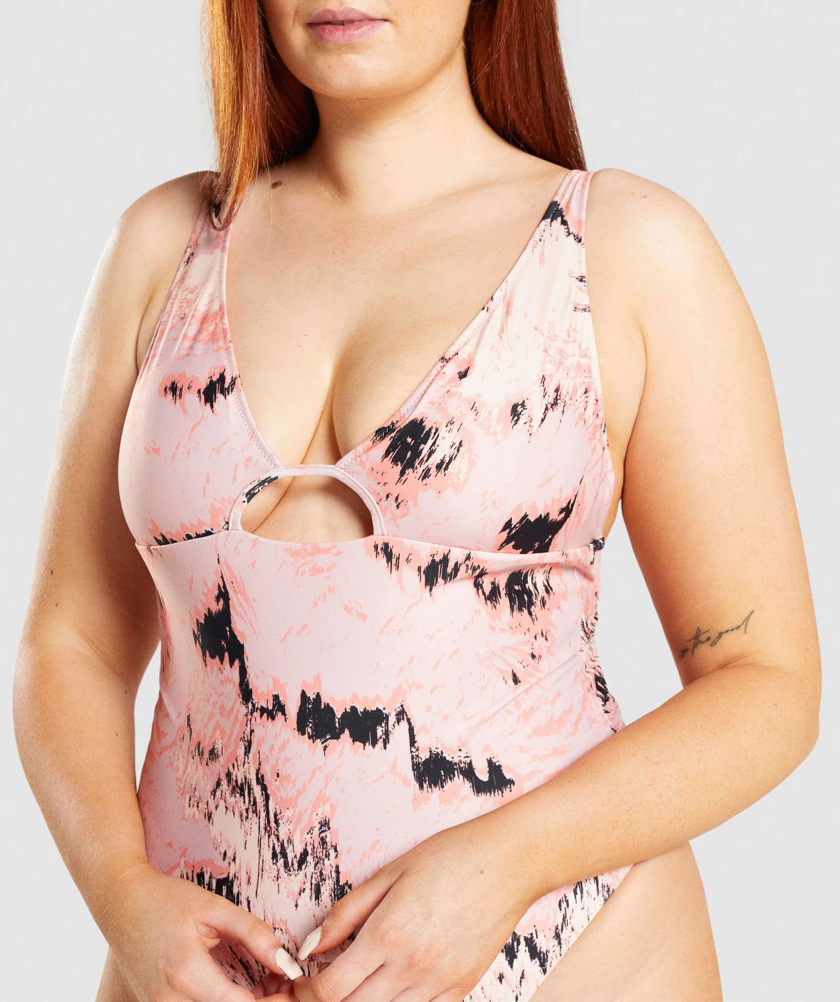 Gymshark Strappy Back Swimsuit - Light Pink Print - Image 5