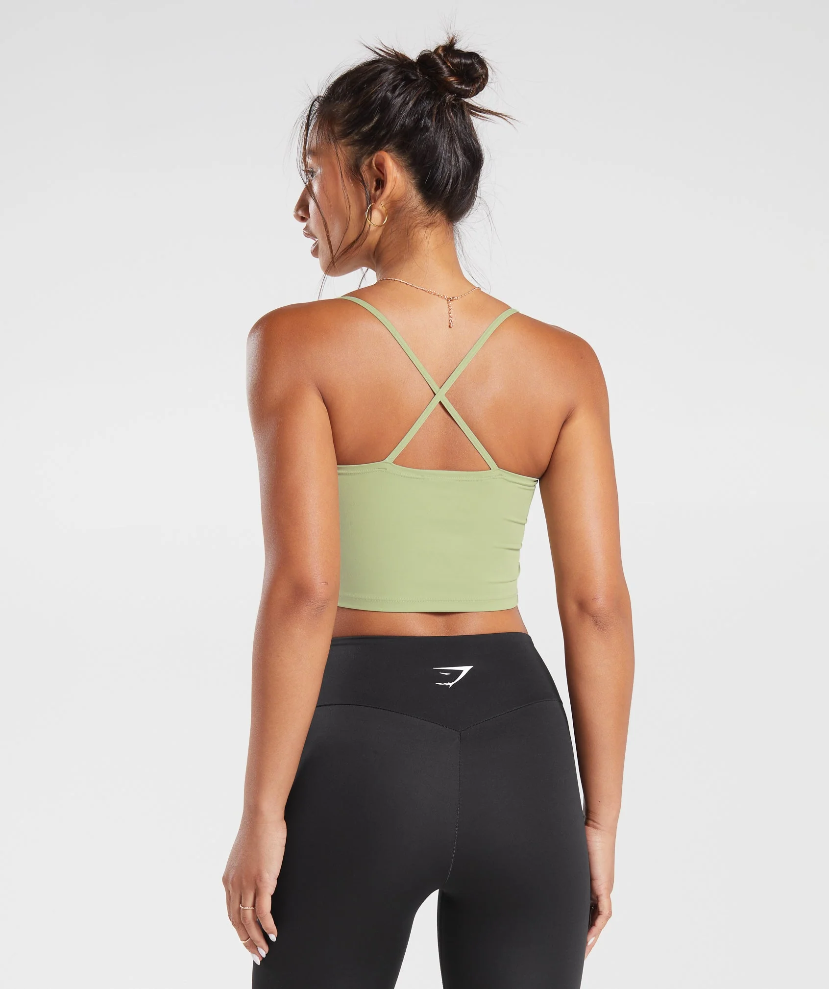Gymshark Strappy Crop Cami Tank - Light Sage Green - Image 2