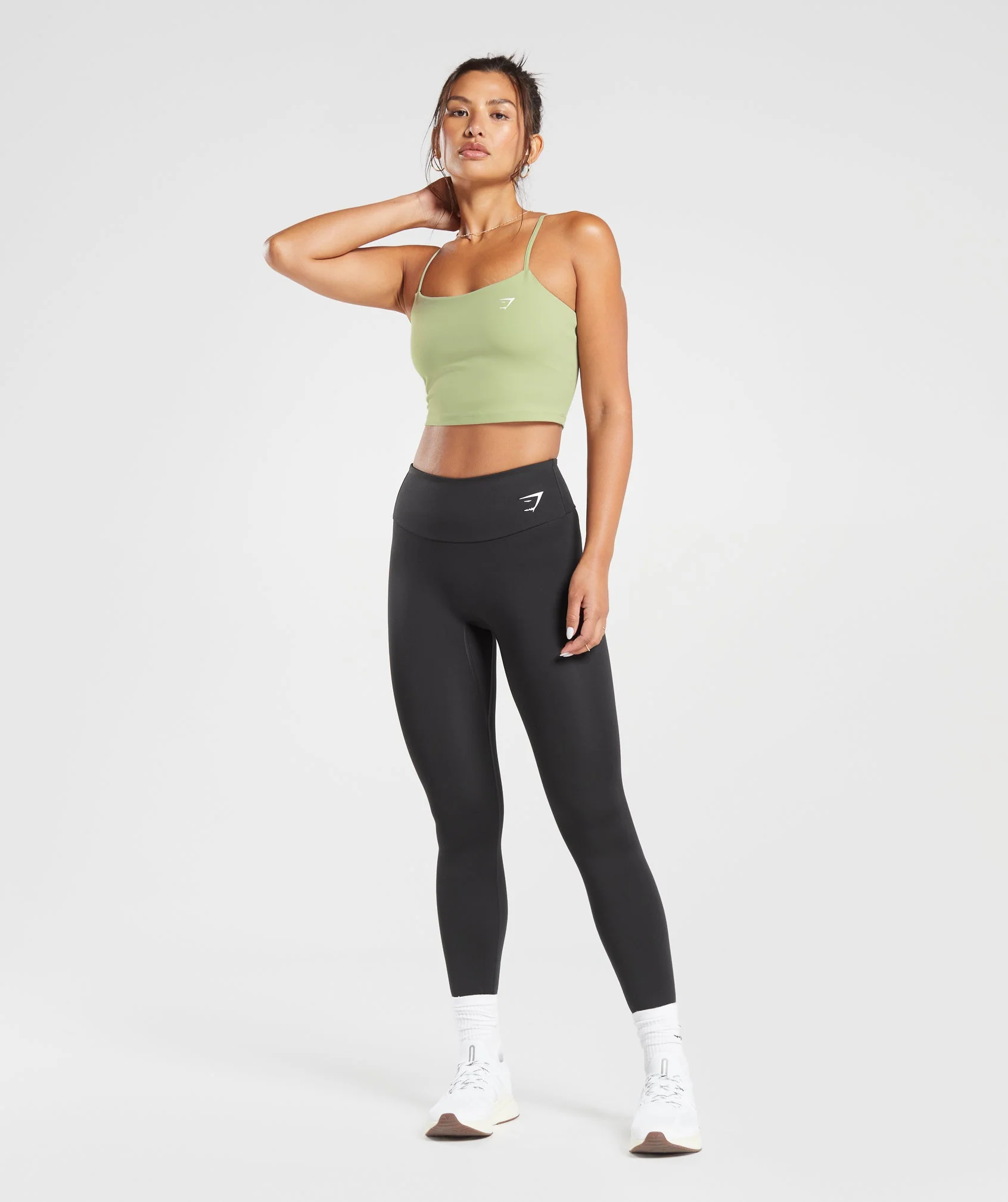 Gymshark Strappy Crop Cami Tank - Light Sage Green - Image 4