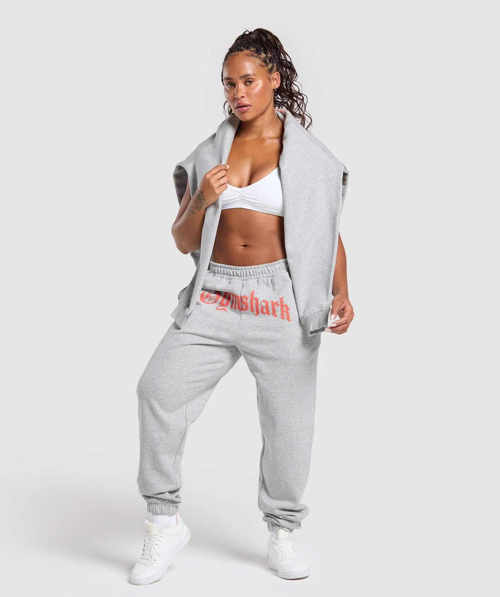 Gymshark Strength Department Graphic Joggers - Light Grey Core Marl - Image 4