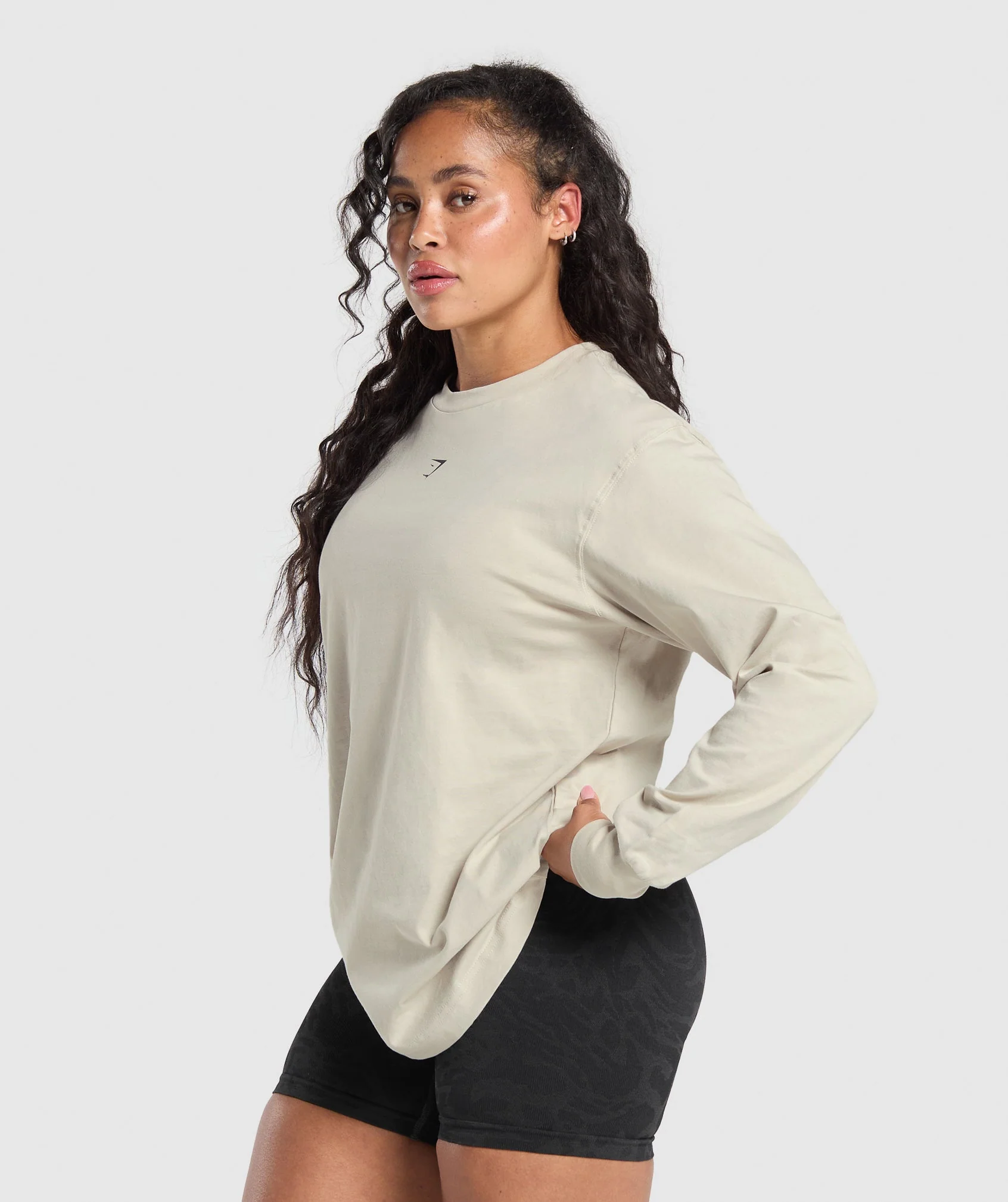 Gymshark Strength Department Graphic LS Top - Pebble Grey - Image 3