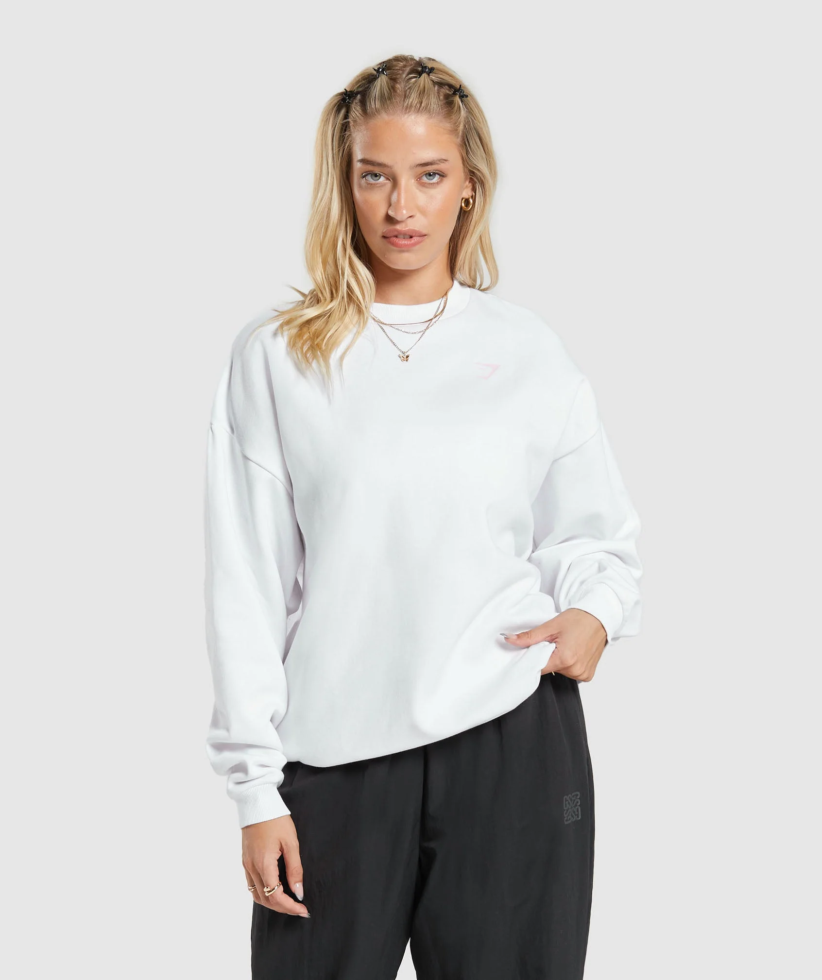 Gymshark Strength Department Graphic Oversized Sweatshirt - White - Image 2