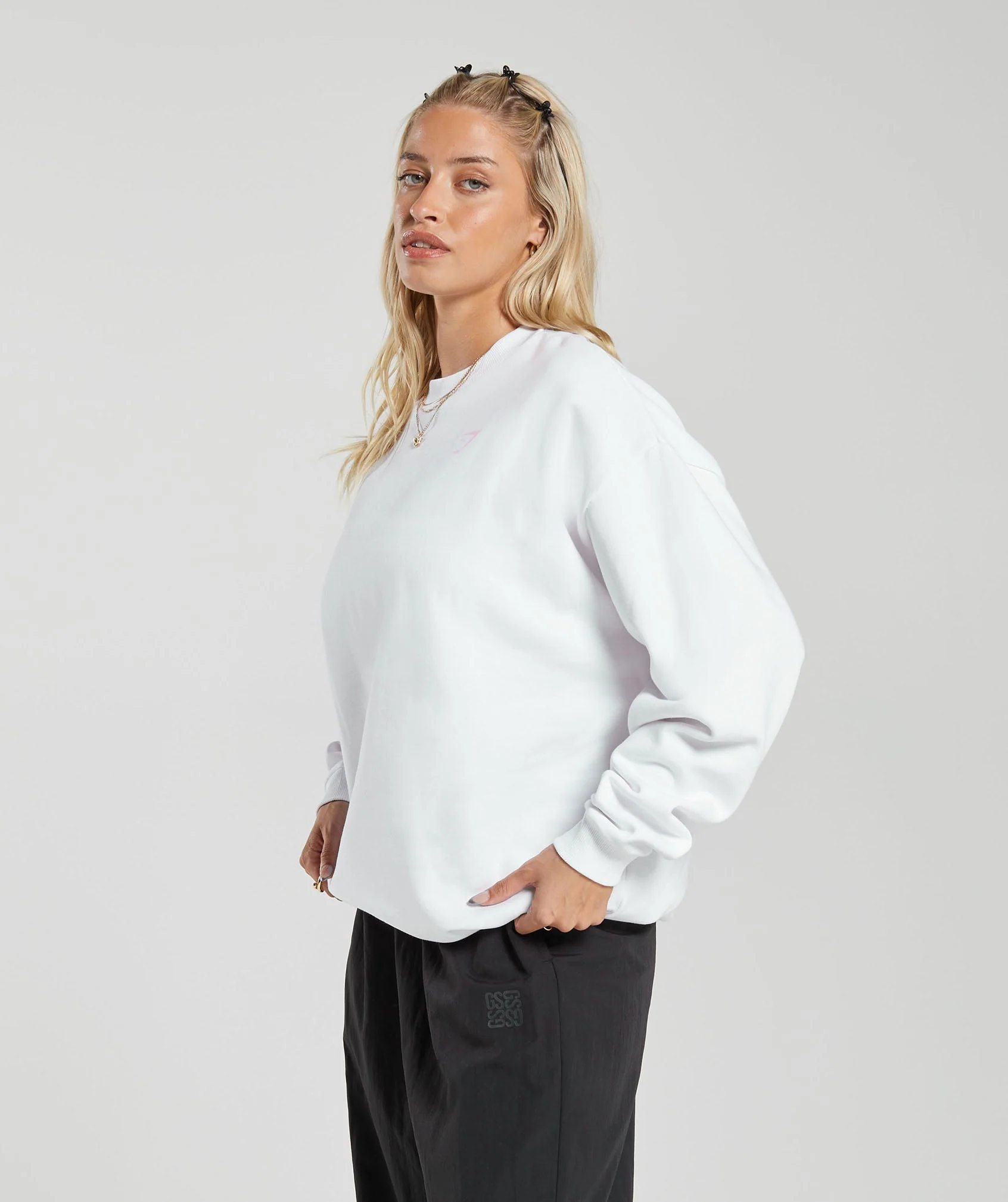 Gymshark Strength Department Graphic Oversized Sweatshirt - White - Image 3