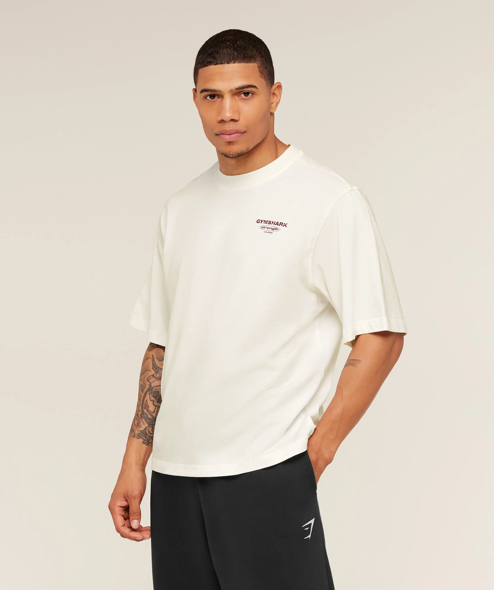 Gymshark Strength Stars Washed Graphic T-Shirt - Soft White - Image 3