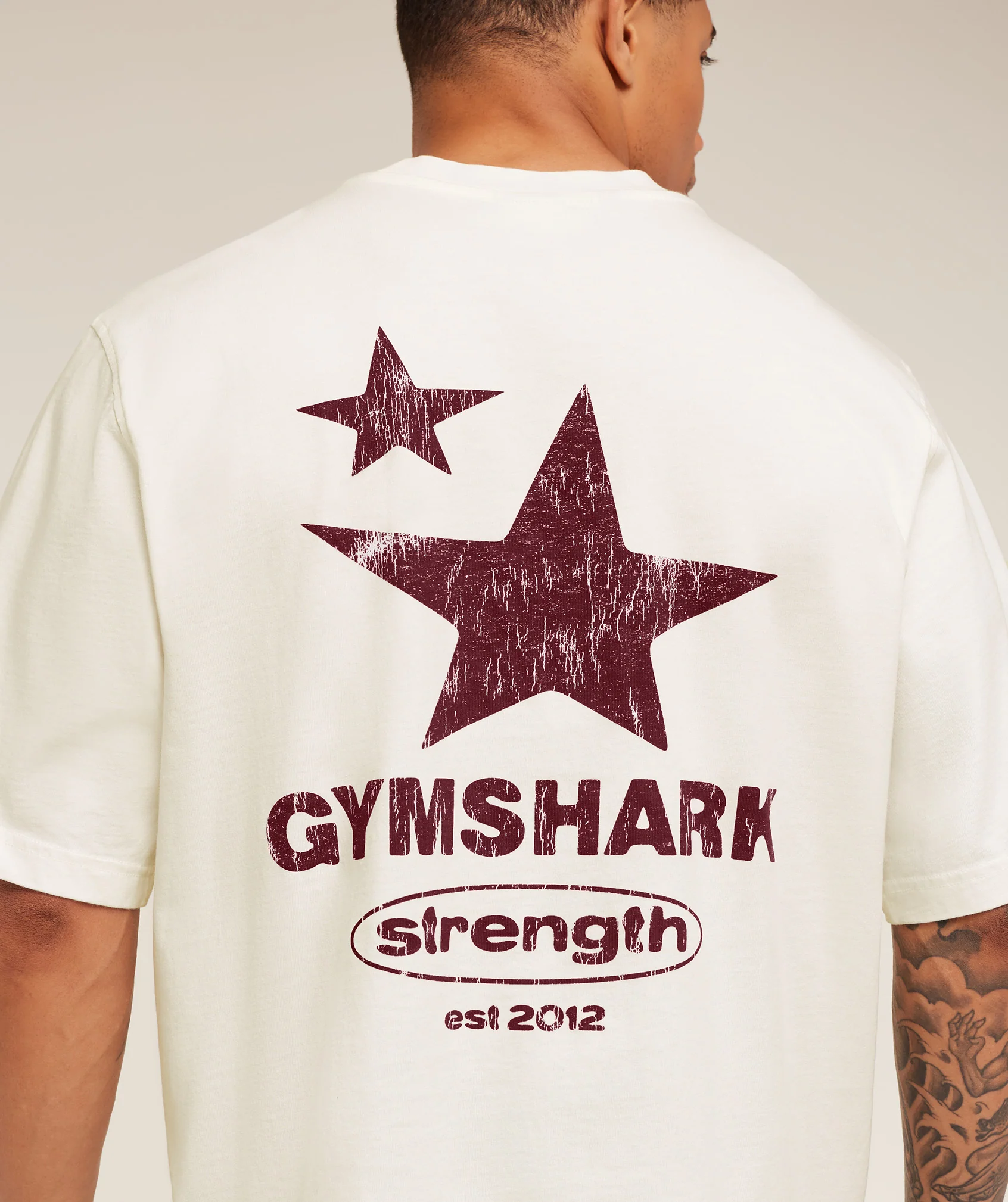 Gymshark Strength Stars Washed Graphic T-Shirt - Soft White - Image 4