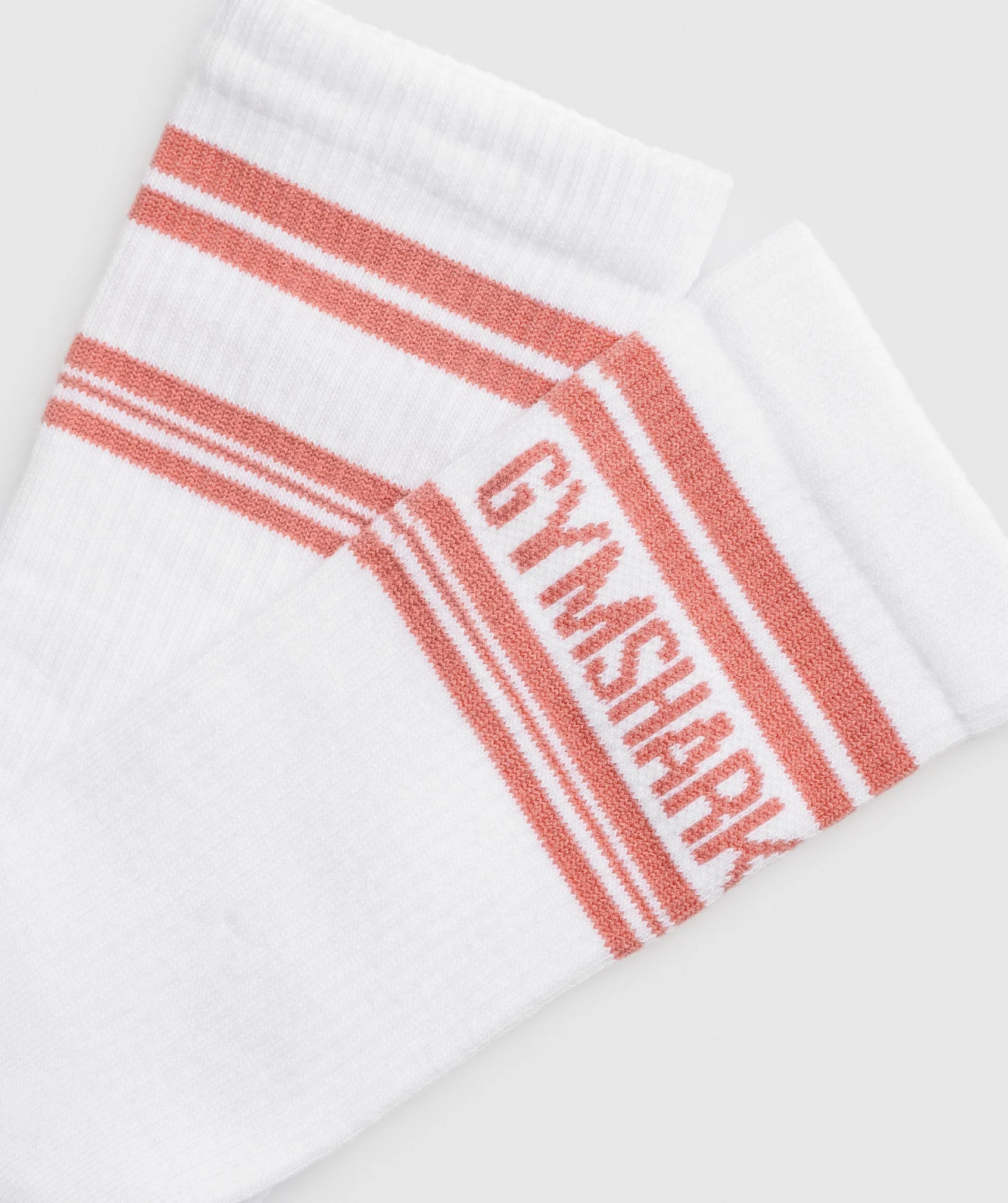 Gymshark Stripe Crew Single Sock - White/Sunbaked Pink - Image 2