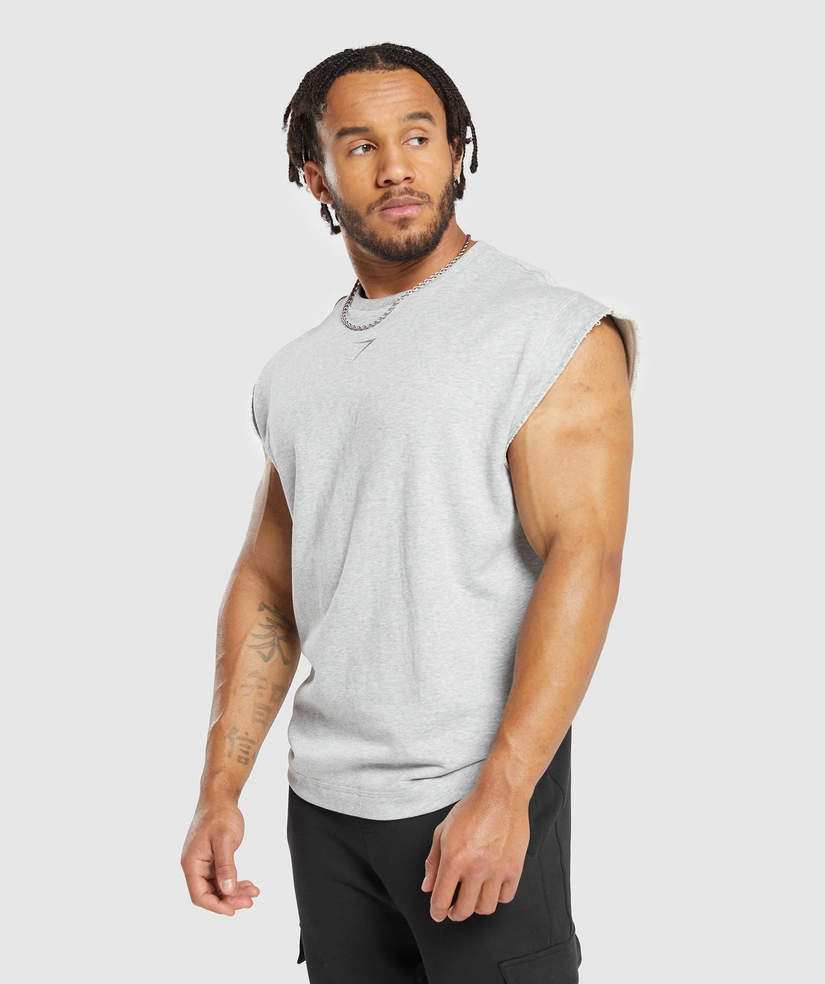 Gymshark Super Natural Cut Off Tank - Light Grey Core Marl - Image 3