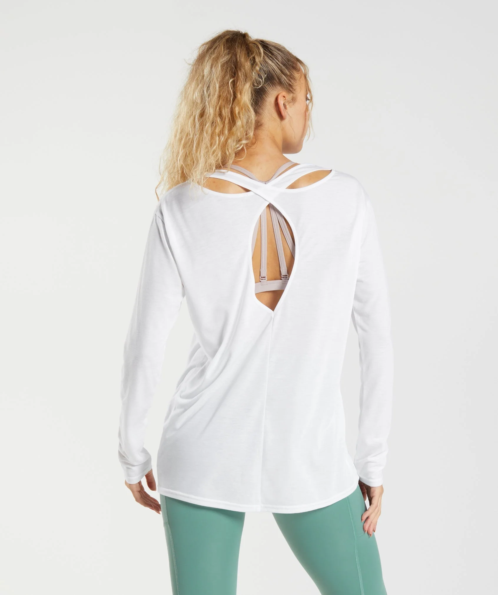 Gymshark Super Soft Cut-Out Long Sleeve Top - White - Image 2