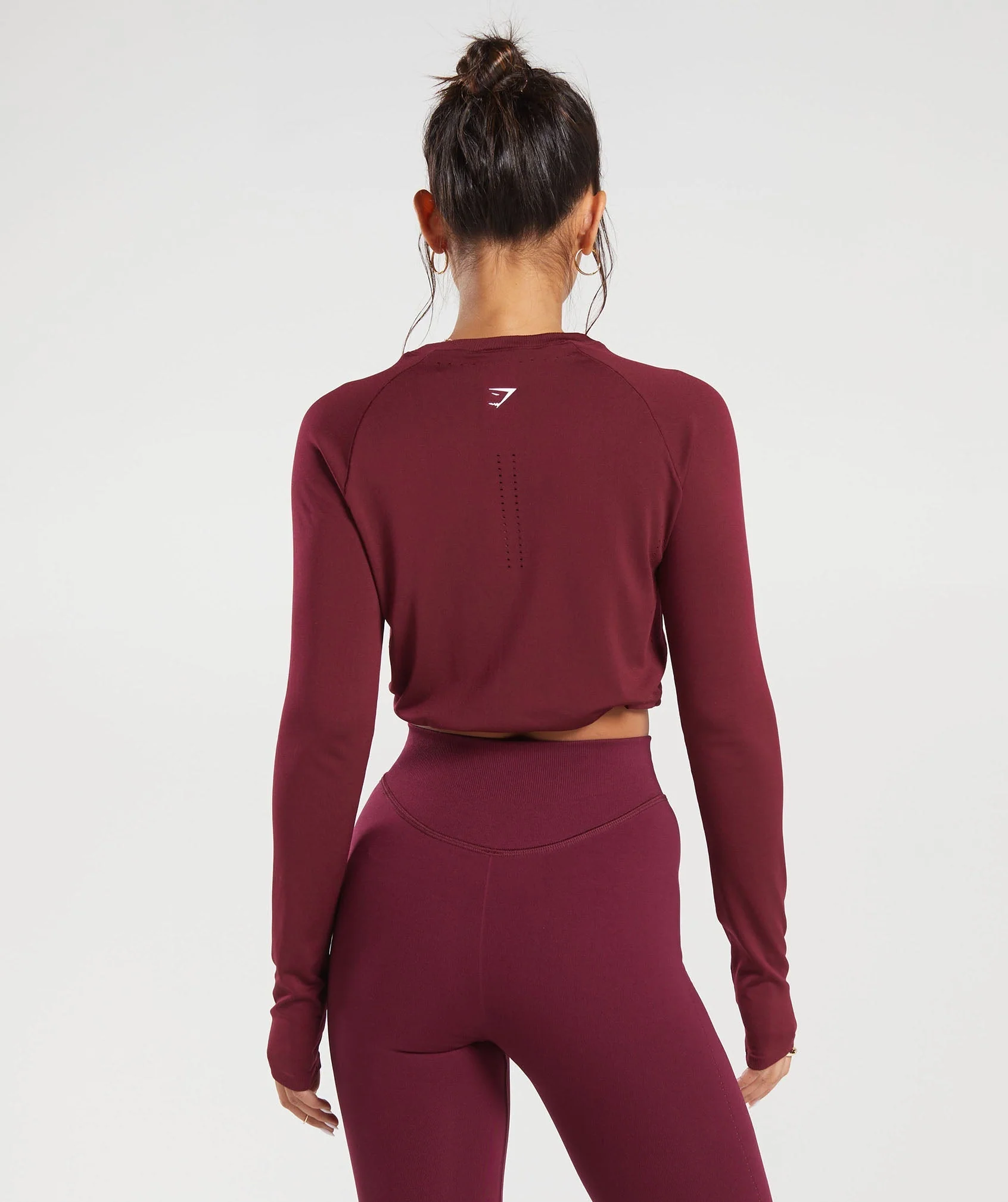 Gymshark Sweat Seamless Long Sleeve Crop Top - Plum Pink - Image 2