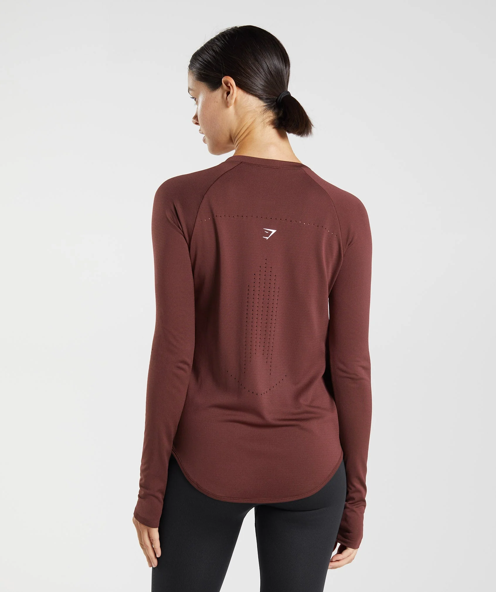 Gymshark Sweat Seamless Long Sleeve Top - Baked Maroon - Image 2