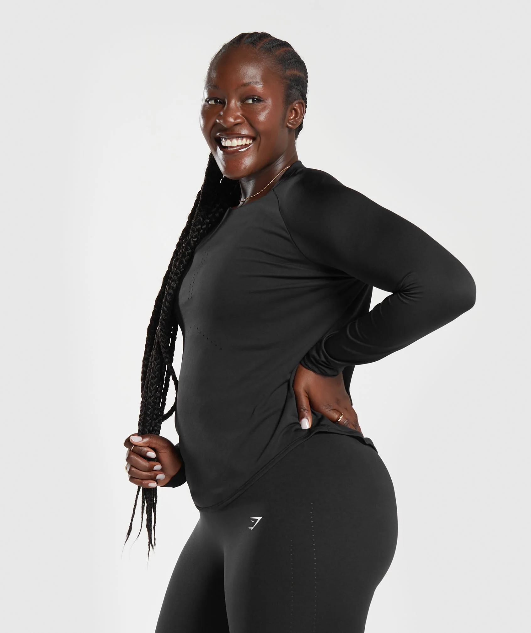 Gymshark Sweat Seamless Long Sleeve Top - Black - Image 8