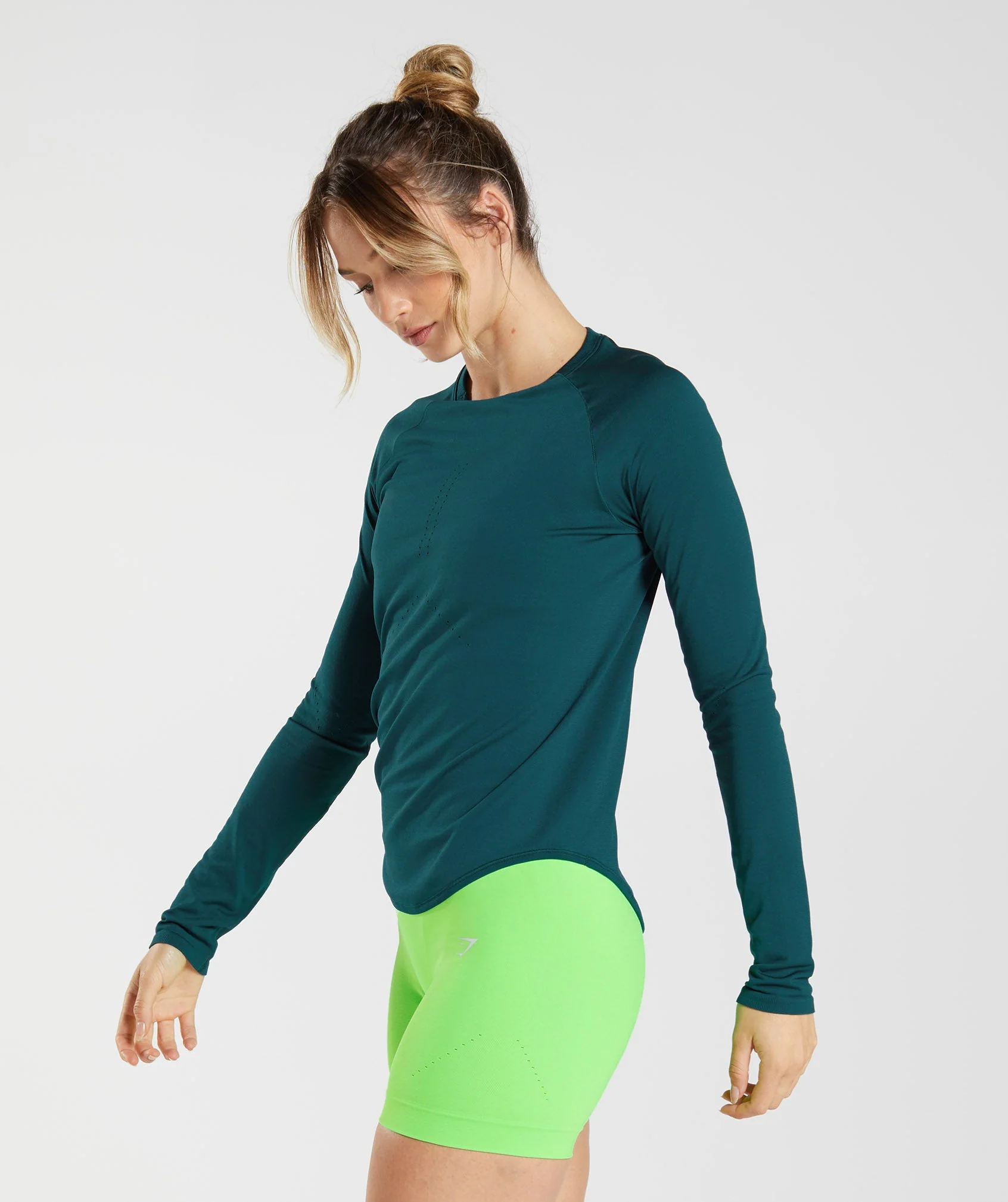 Gymshark Sweat Seamless Long Sleeve Top - Winter Teal - Image 3