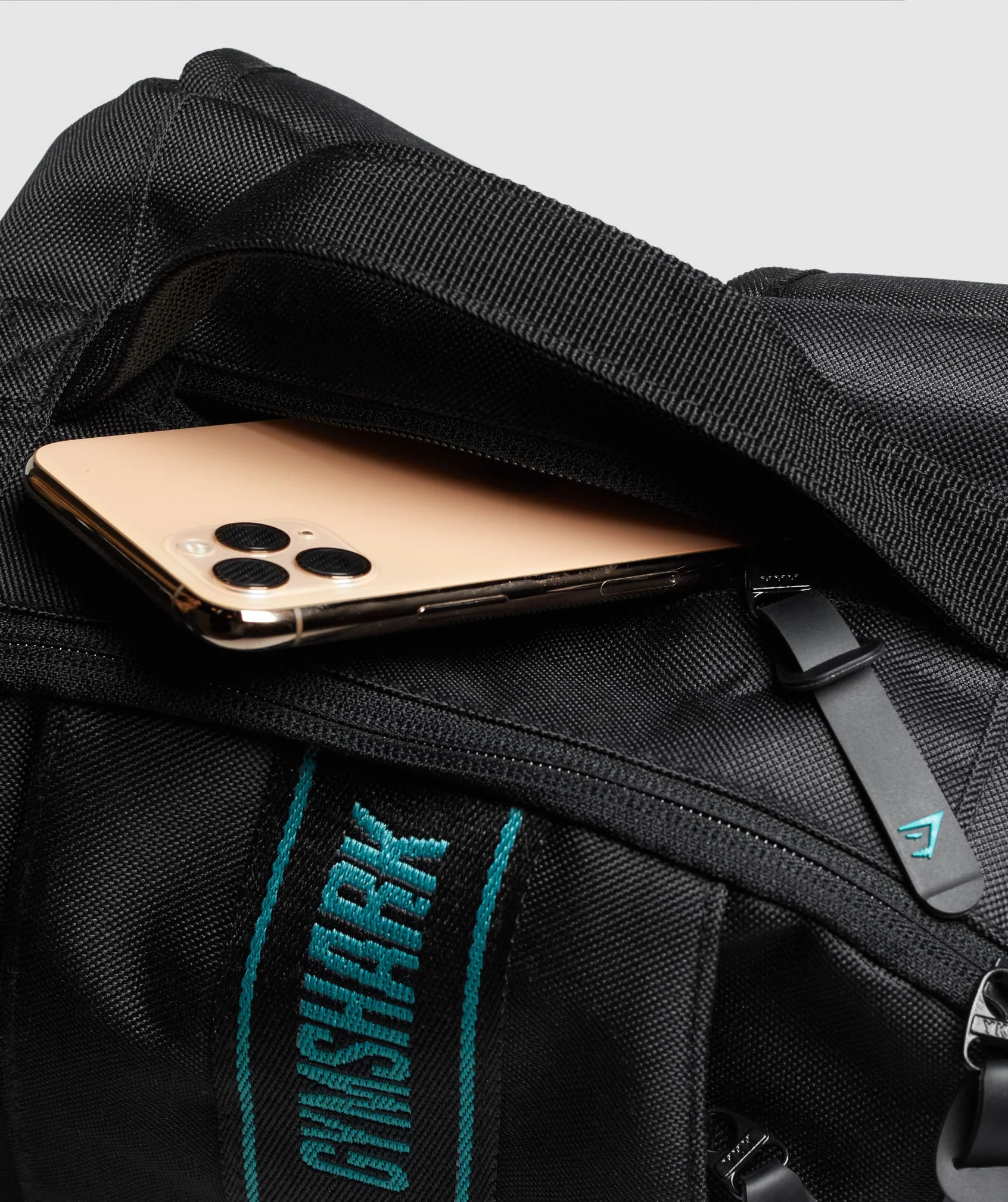 Gymshark Taped Logo Backpack - Black/Teal - Image 5