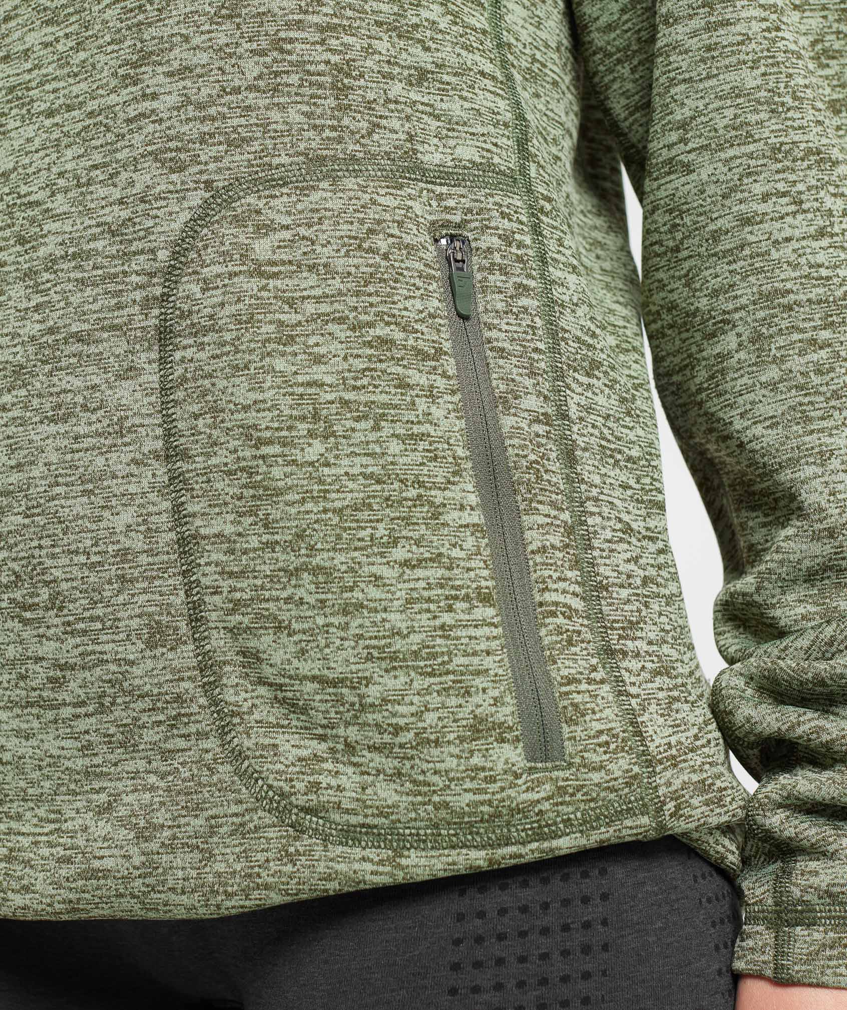 Gymshark Thermal Fleece 1/4 Zip Pullover - Winter Olive/Light Sage Green - Image 5