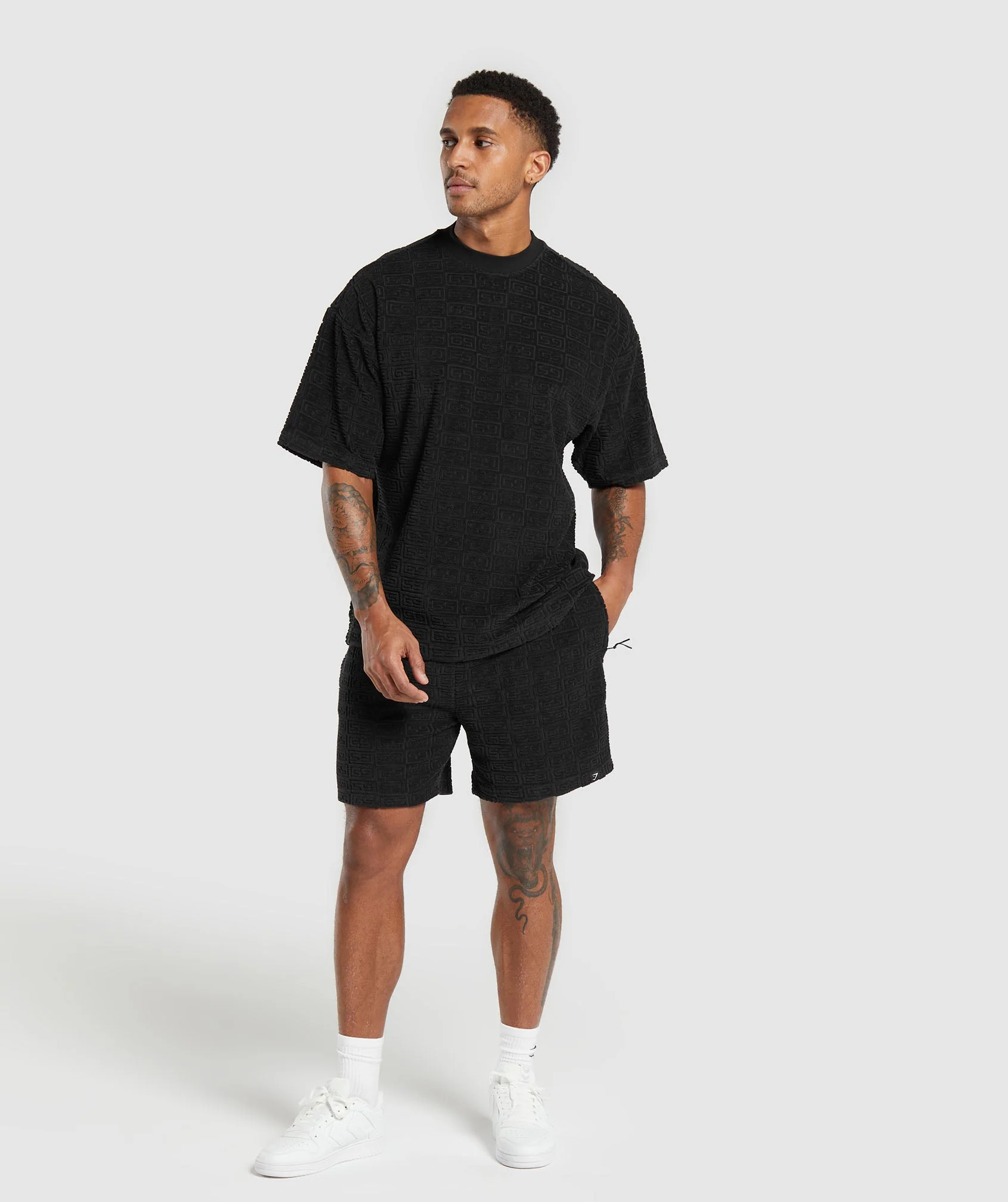 Gymshark Towelling 7" Shorts - Black - Image 4