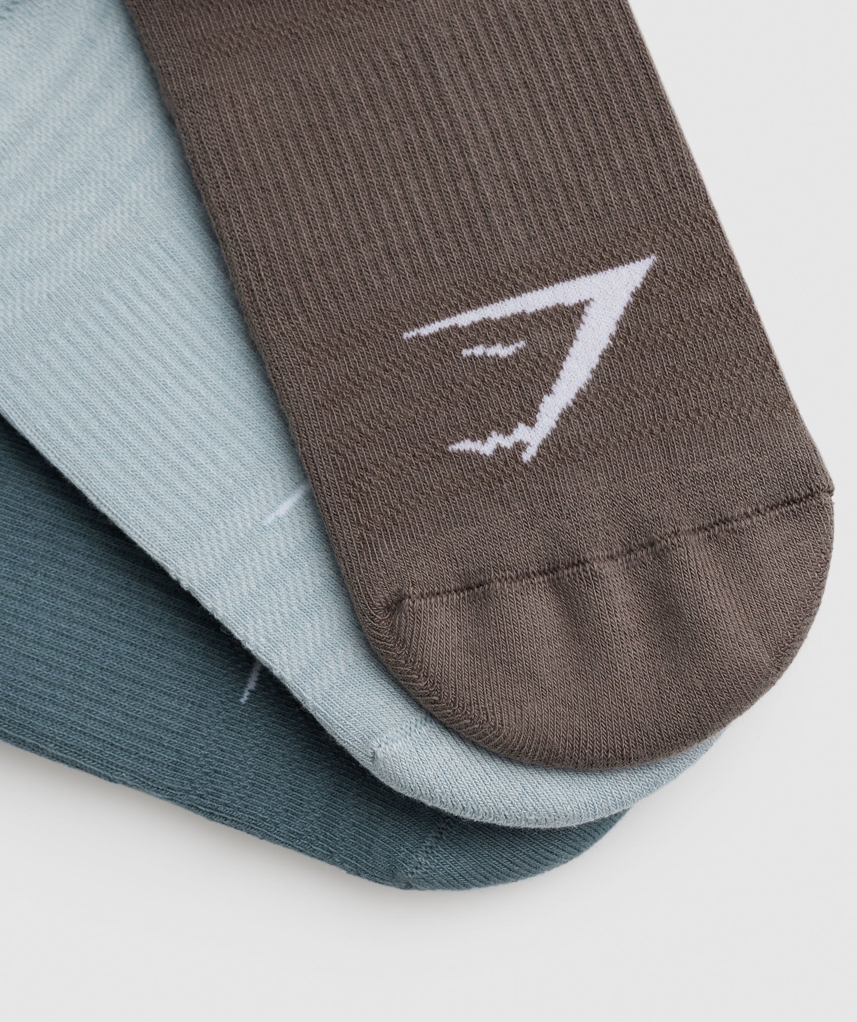 Gymshark Ankle Socks 3pk - Denim Teal/Salt Blue/Camo Brown - Image 2