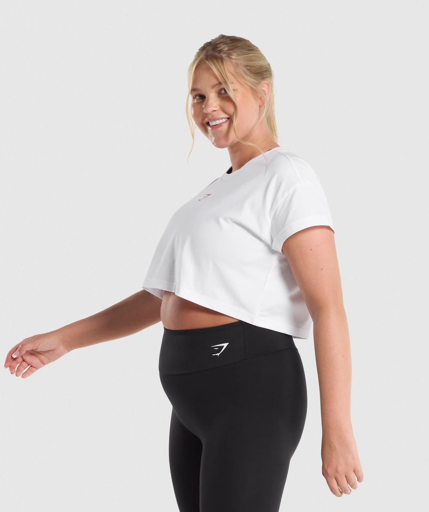 Gymshark Training Alone Graphic Crop T-Shirt - White - Image 3
