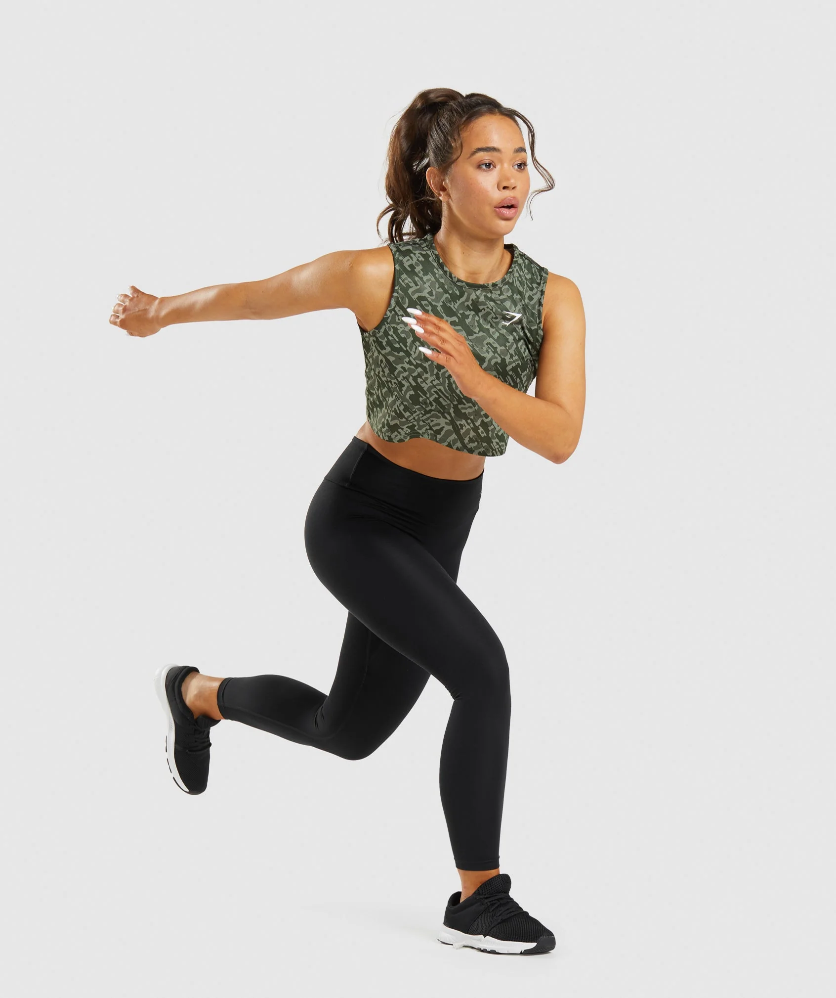 Gymshark Training Crop Tank - Green Print - Image 4