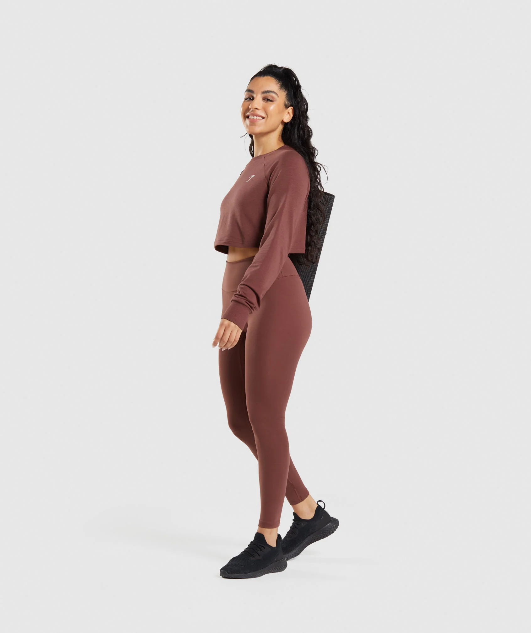 Gymshark Training Cropped Sweater - Cherry Brown - Image 4