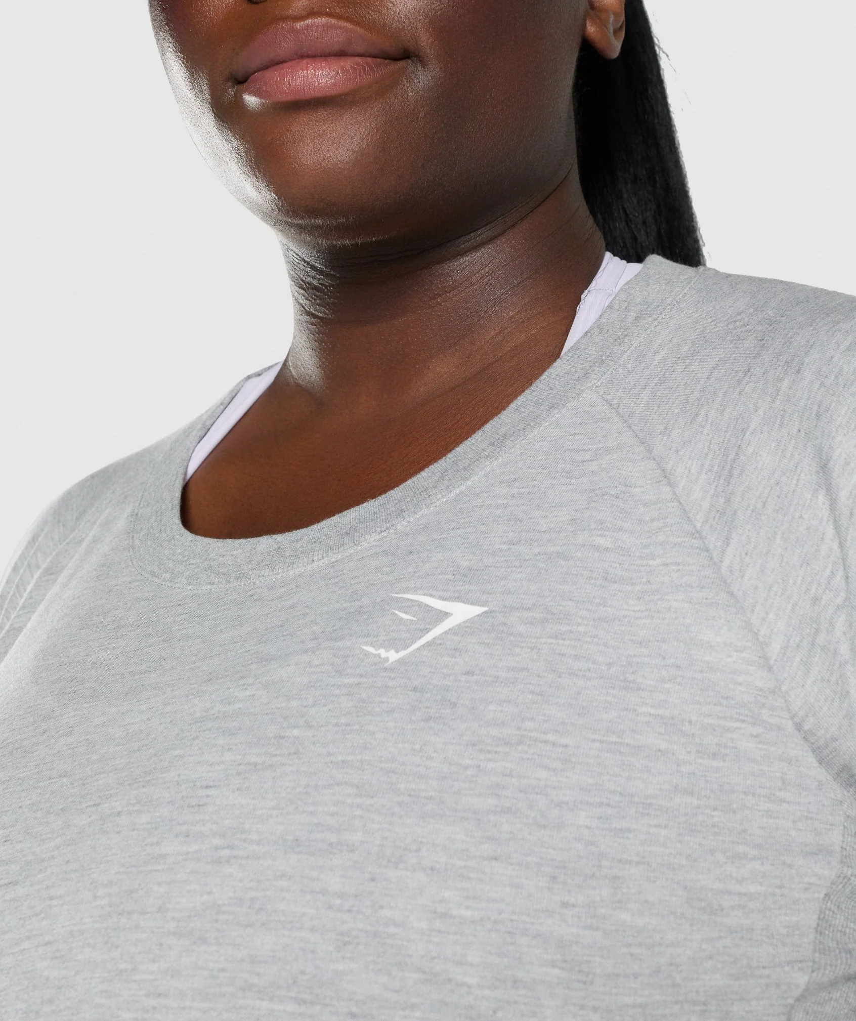 Gymshark Training Cropped Sweater - Light Grey Marl - Image 6
