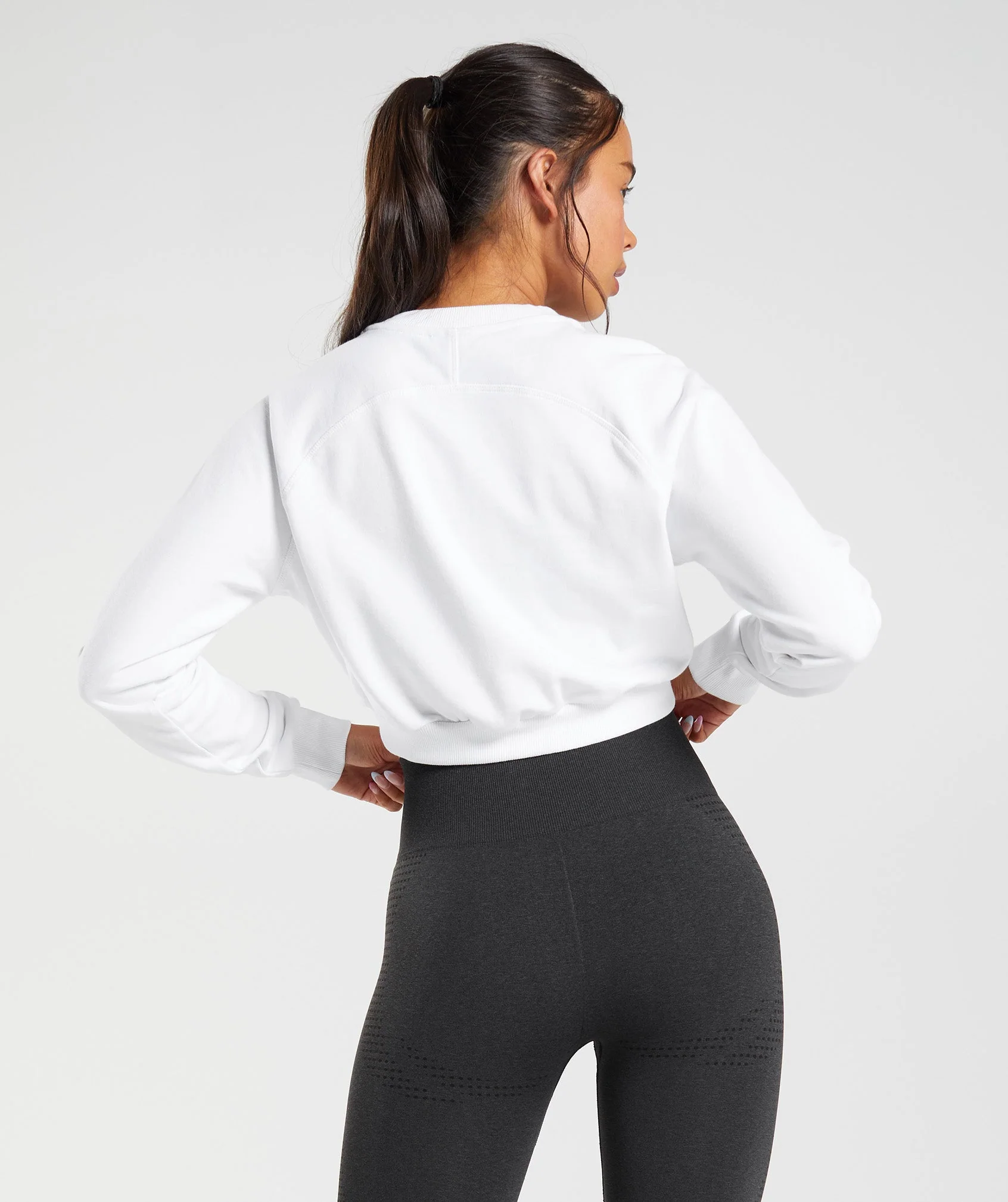Gymshark Training Crop Sweater - White - Image 2